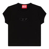 Diesel T-Shirt Girocollo tinta unita con Logo Nero per Bambina J01830XXXX NERO DIESEL 
