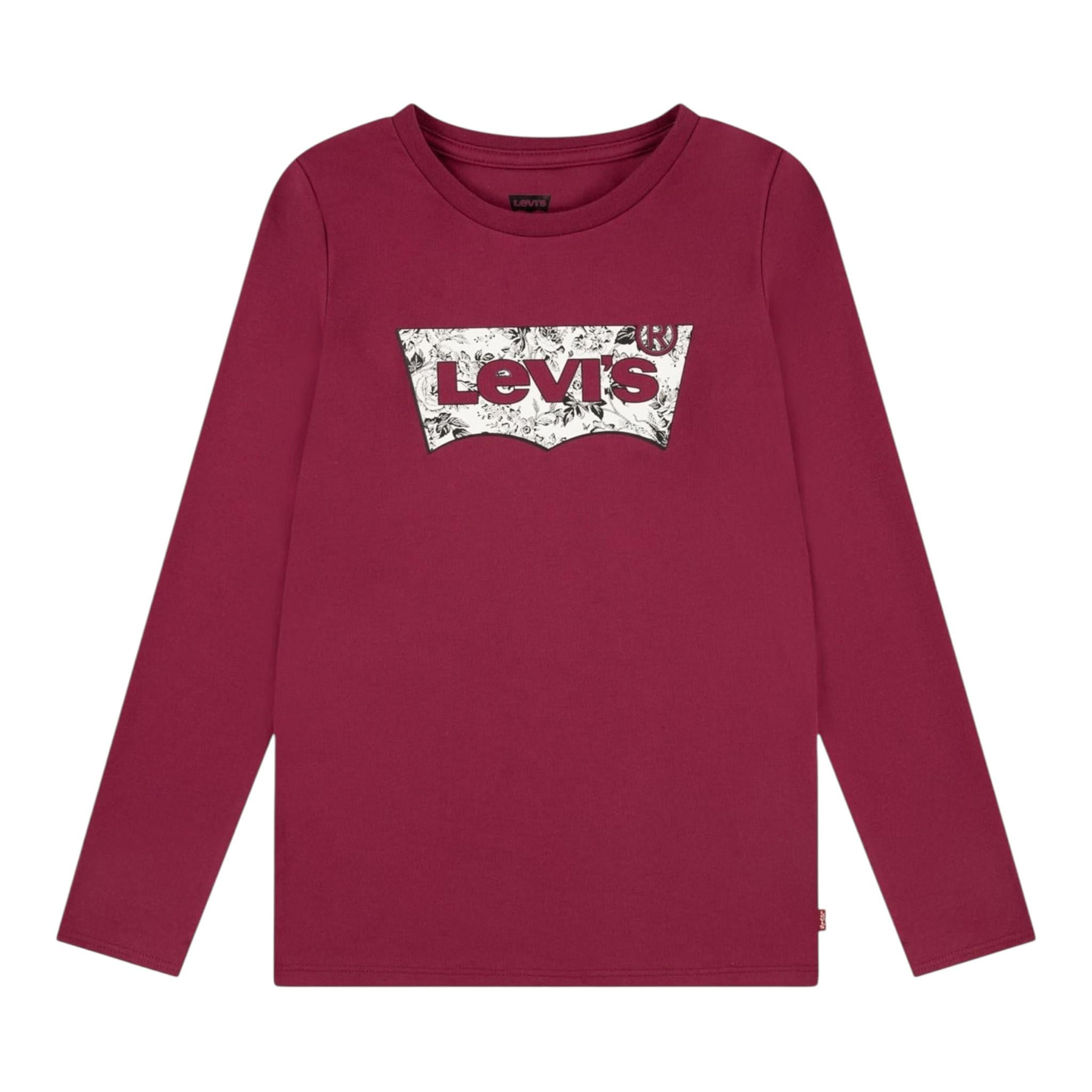 LEVI'S shirt girocollo tinta unita con stampa Bordeaux per Bambina 4EL056 BORDEAUX LEVI'S 