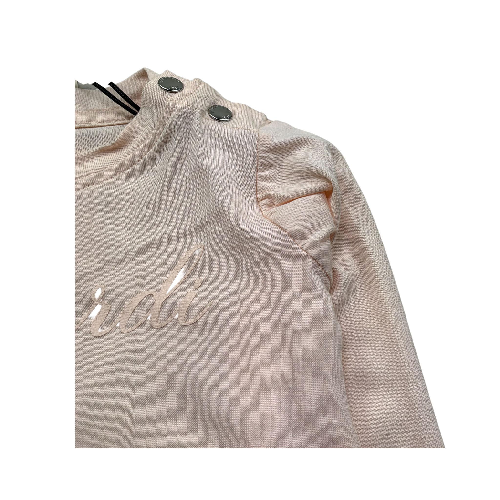 Trussardi Shirt Girocollo Tinta Unita con Logo per Neonata TIP26013TS ROSA TRUSSARDI 