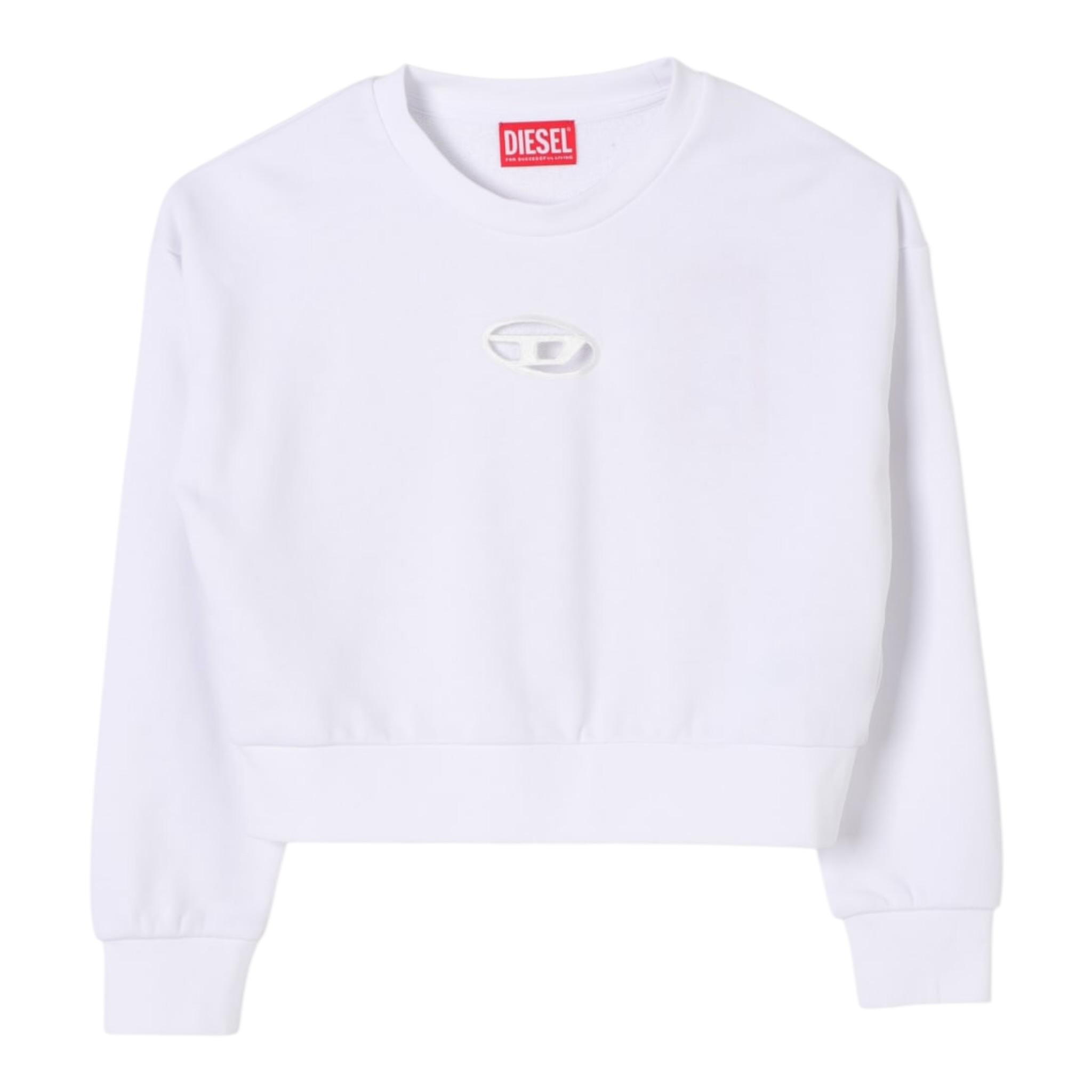 Diesel Felpa Chiusa Girocollo Tinta Unita con Logo per Bambina J01826X BIANCO DIESEL 