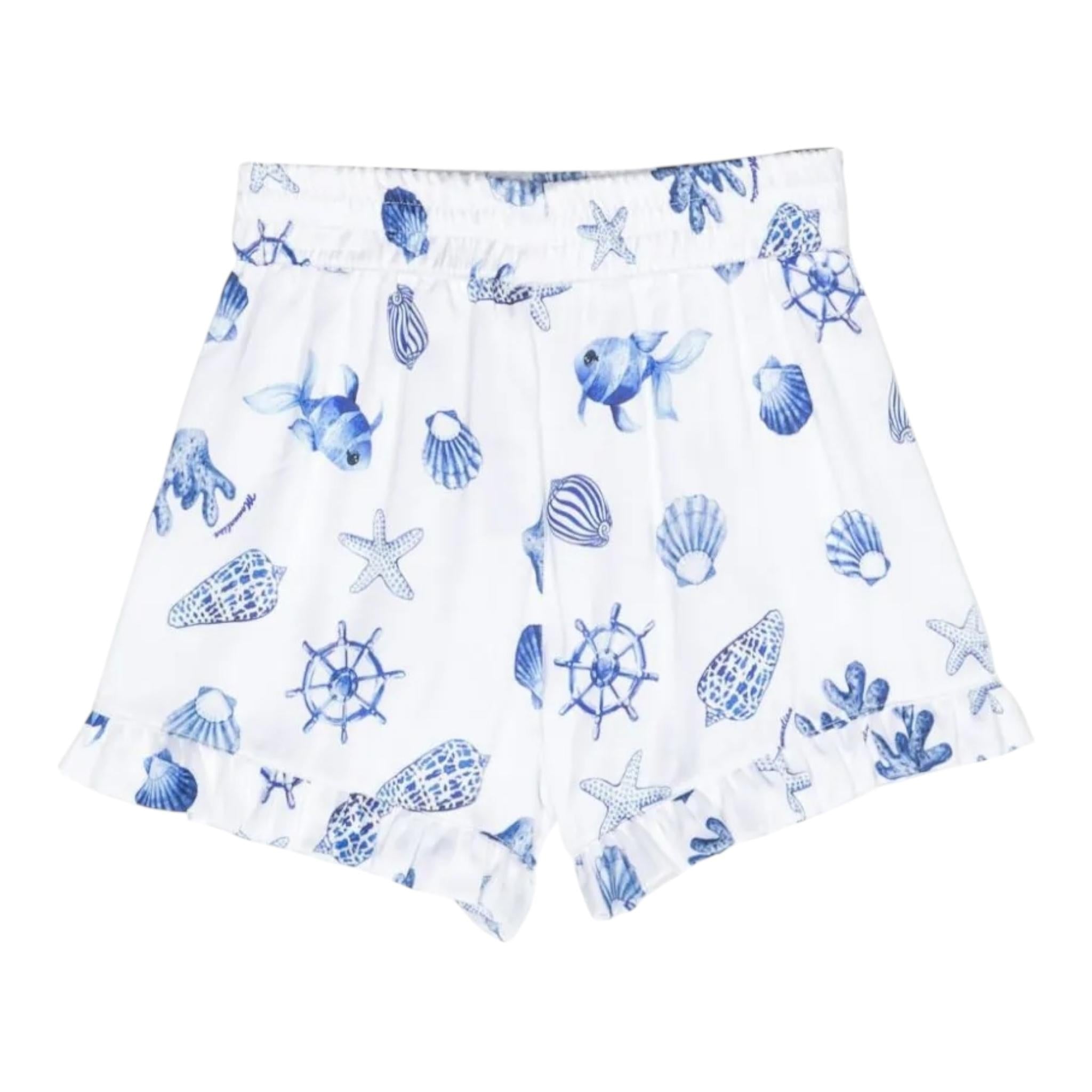 Monnalisa Short Tinta Unita con Fantasia per Neonata 11C413N BIANCO MONNALISA 