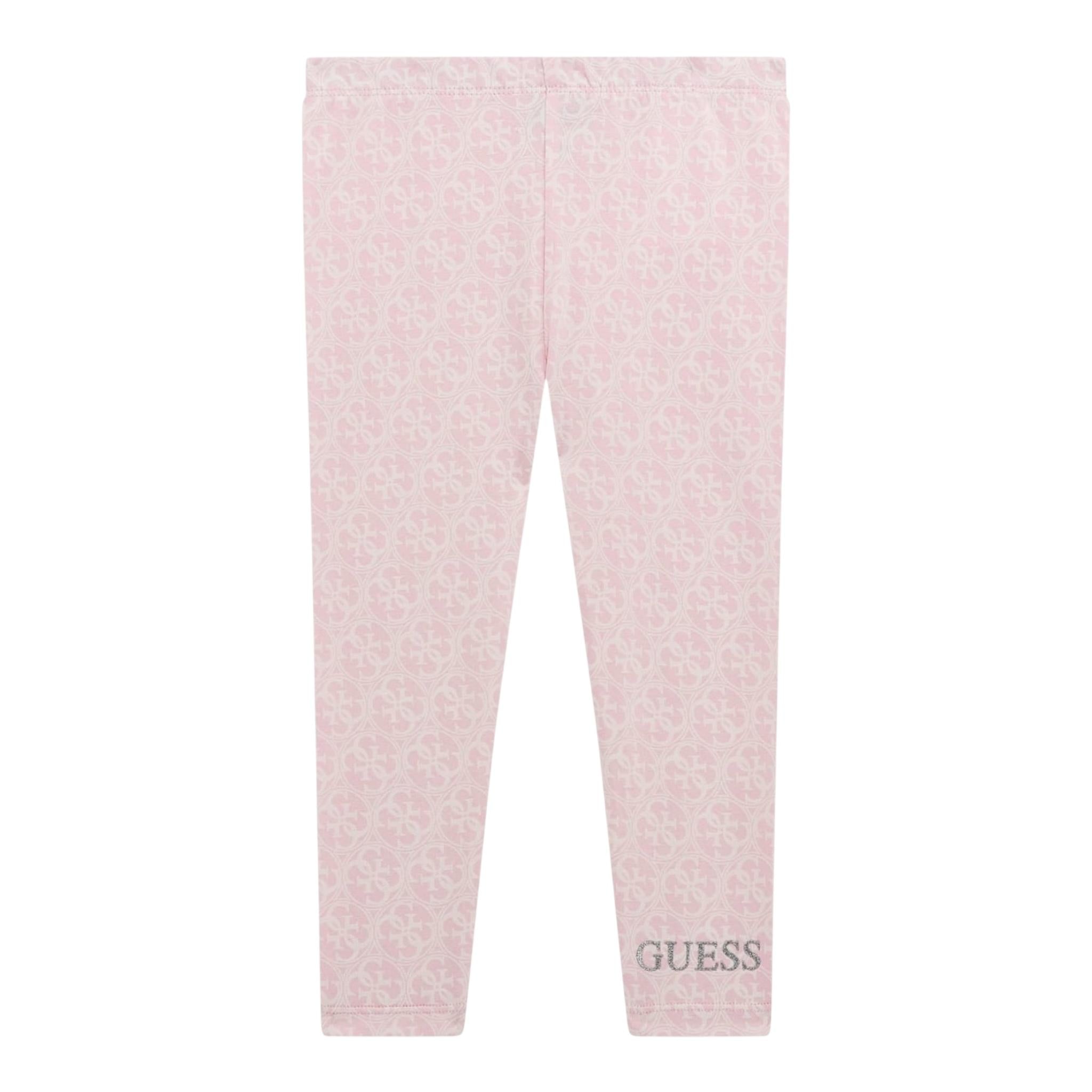Guess Leggins Tinta Unita Stampa Fantasia per Neonata K5RB01J1314 ROSA GUESS 