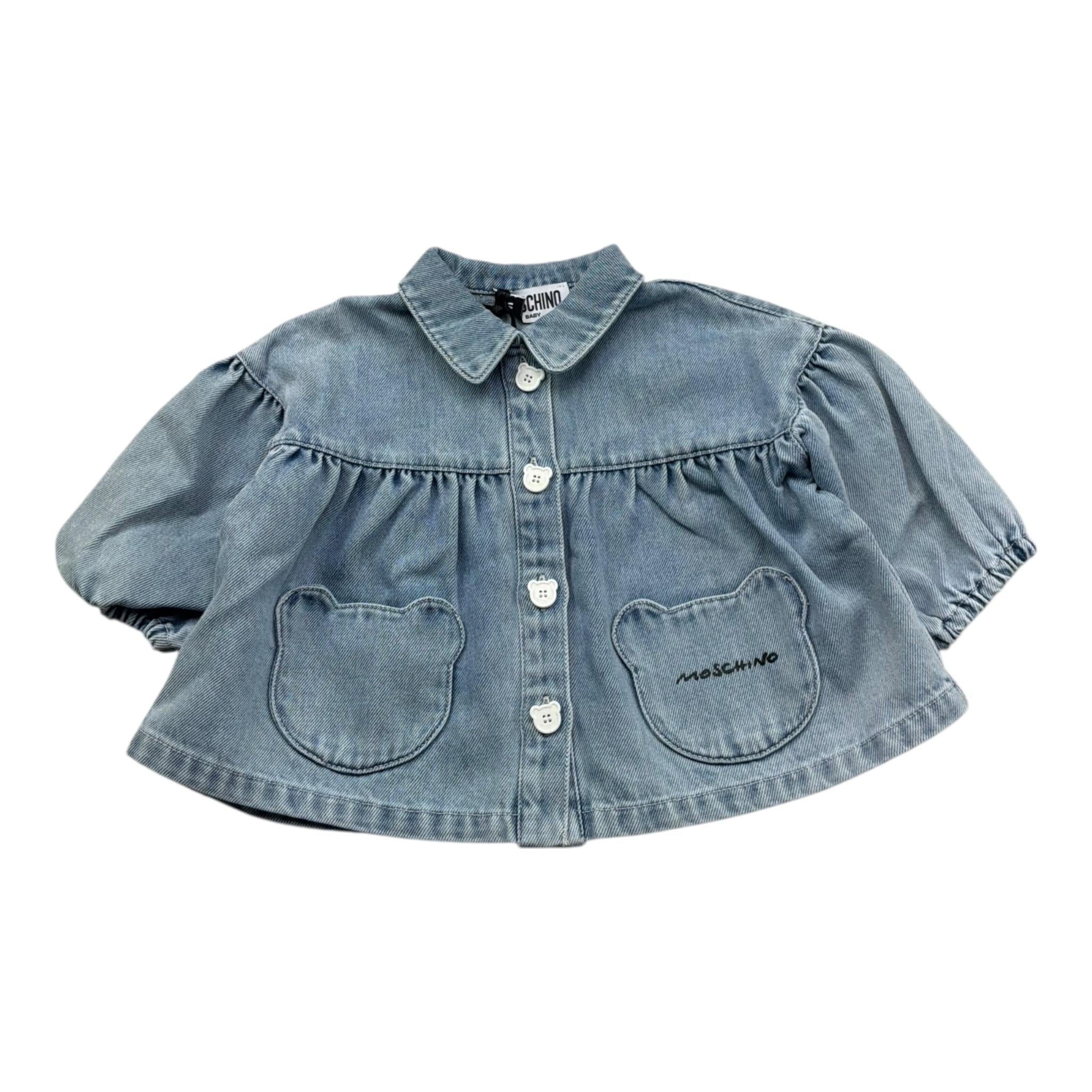 Moschino Camicia In Denim Tinta Unita con Logo per Neonata MDS02K AZZURRO MOSCHINO 