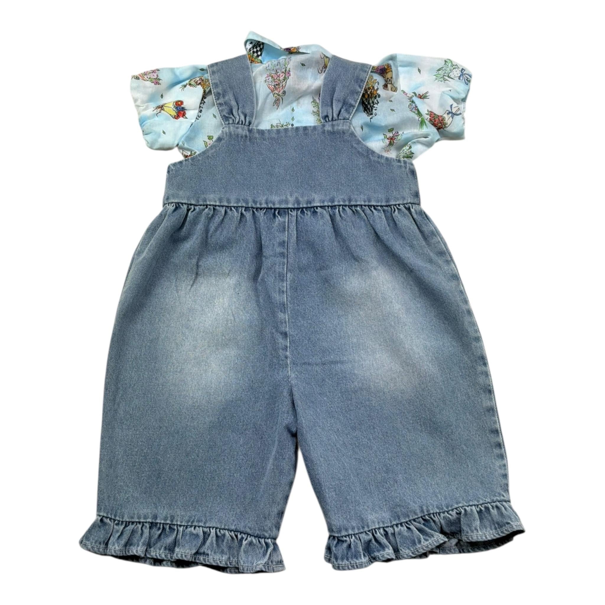 Moschino Completo 2 Pezzi Camicia-Salopette In Denim per Neonata MDG01N AZZURRO MOSCHINO 