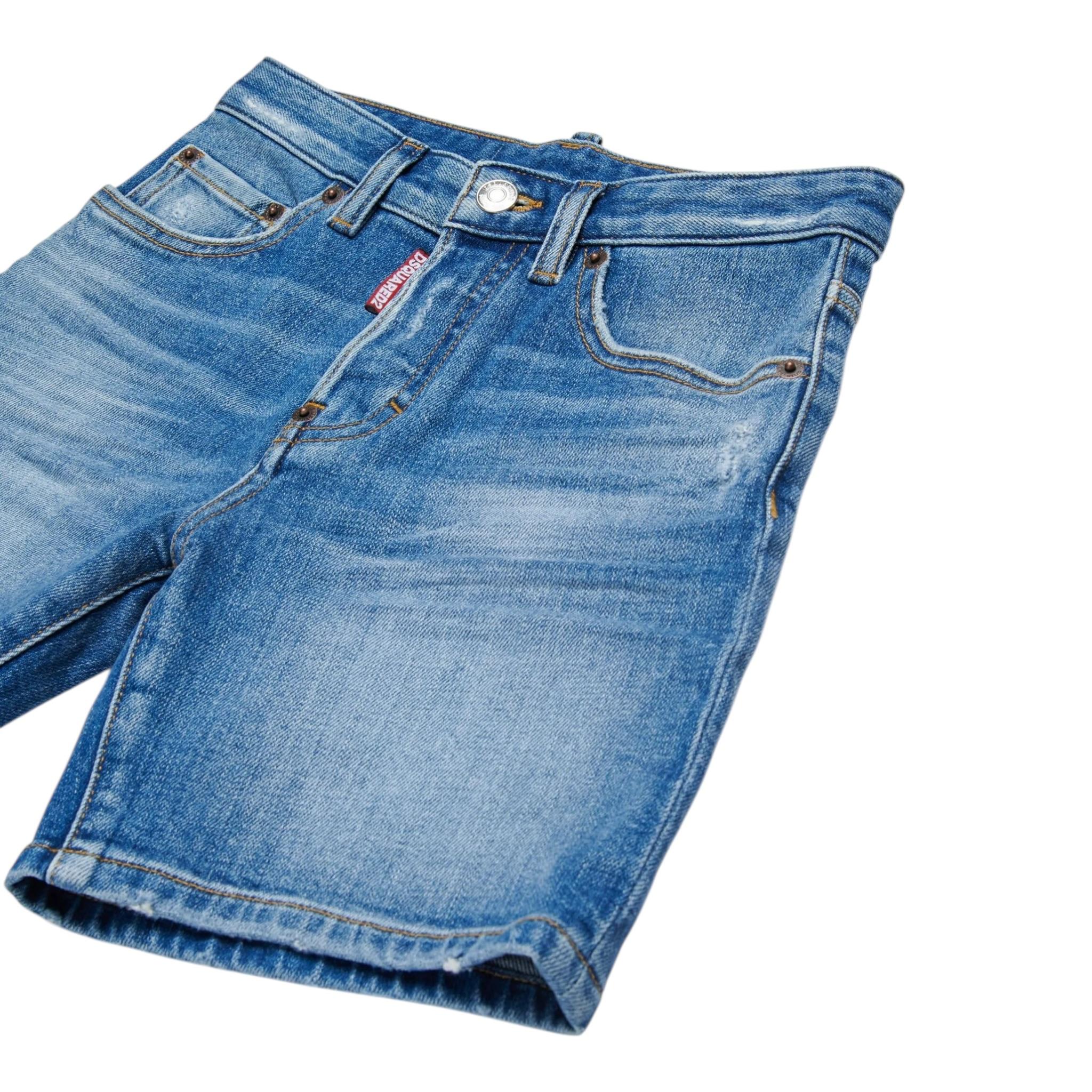 Dsquared2 Bermuda In Denim Tinta Unita per Bambino DQ2838XXX BLU DSQUARED2 
