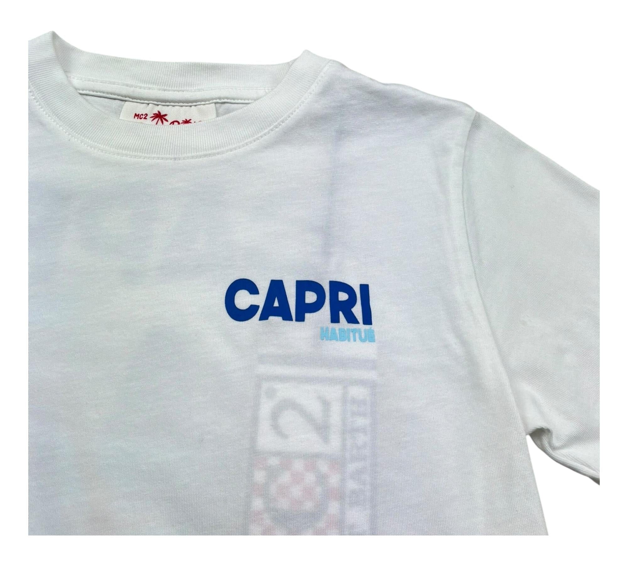 Saint Barth T-Shirt Girocollo Tinta Unita con Stampa per Bambino PORTLAND BIANCO SAINT BARTH 