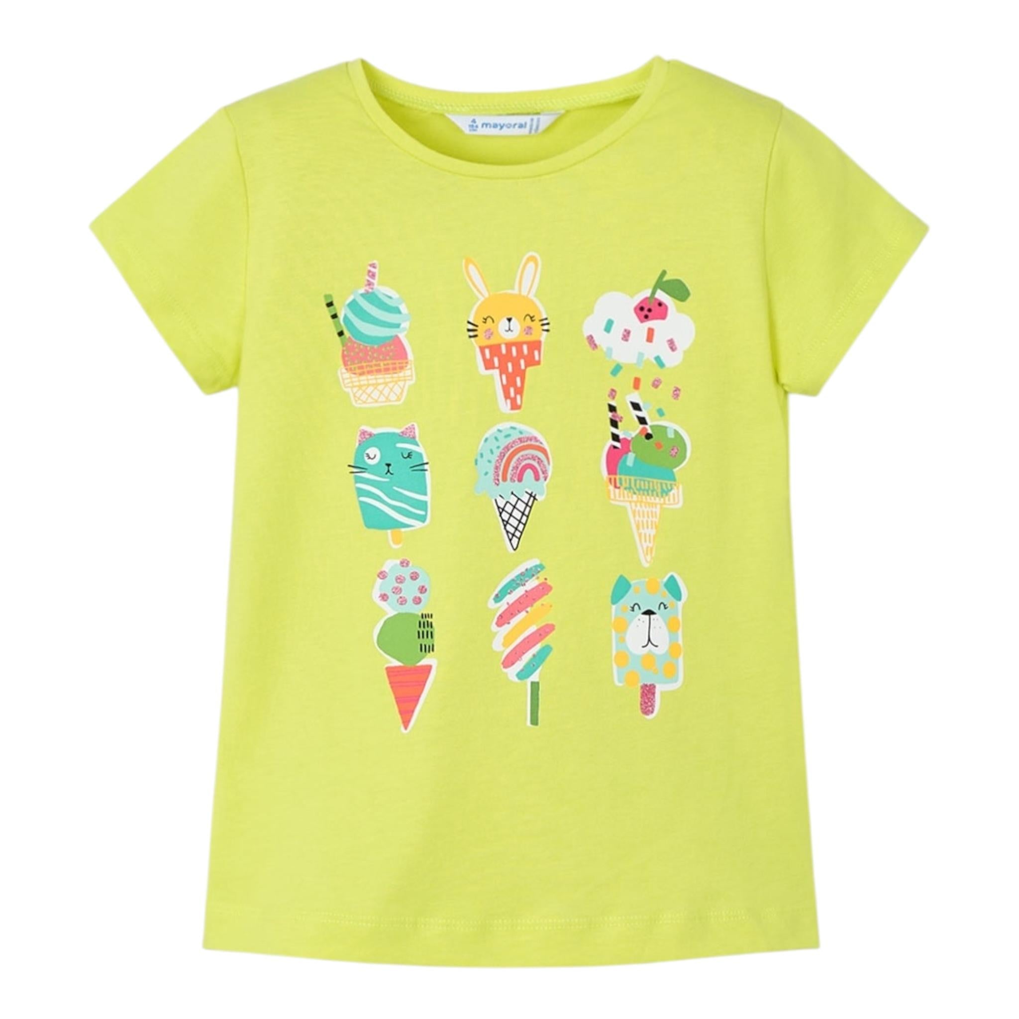 Mayoral T-Shirt Girocollo Tinta Unita con Stampa per Bambina 301432 VERDE MAYORAL 