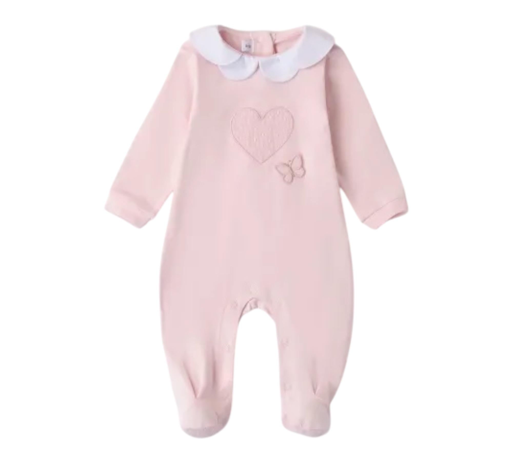 Minibanda Tutina Manca Lunga Tinta Unita con Cuore per Neonata 3B773 ROSA MINIBANDA 