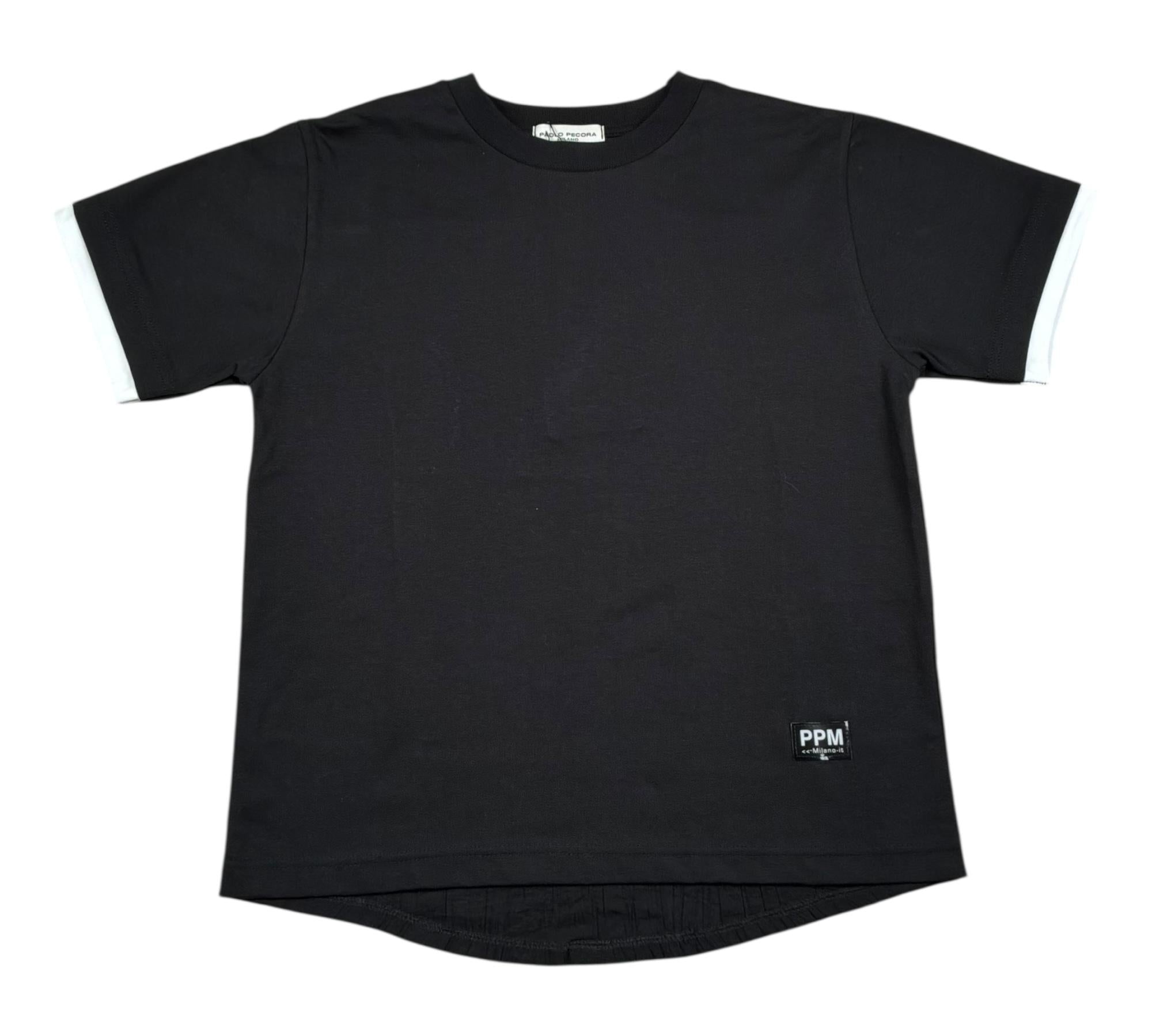 Paolo Pecora T-Shirt Girocollo Tinta Unita con Stampa per Bambino PP4354 NERO PAOLO PECORA 