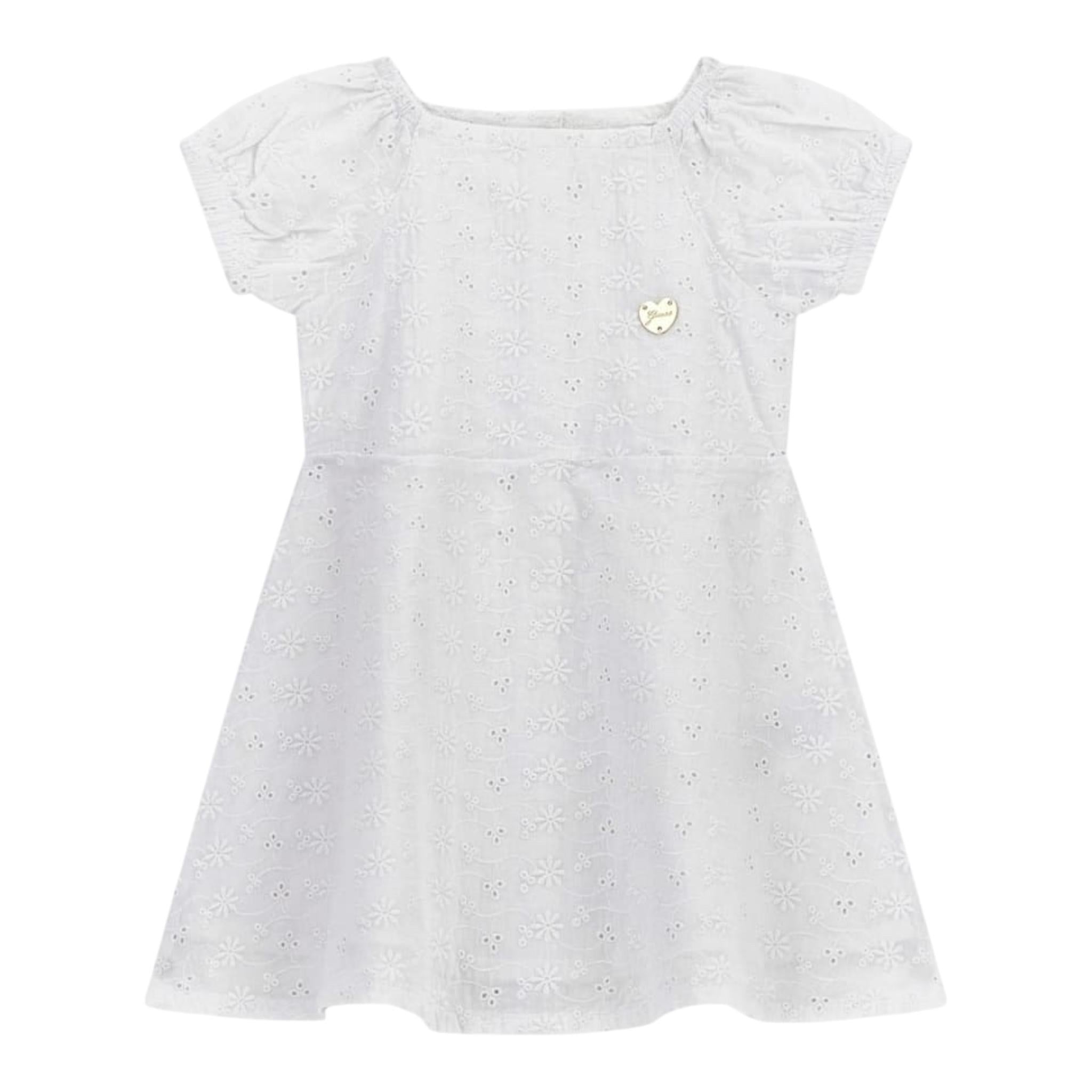 Guess Abito Mezza Manica Tinta Unita In Pizzo Sangallo per Neonata K4GK02WG680N BIANCO GUESS 