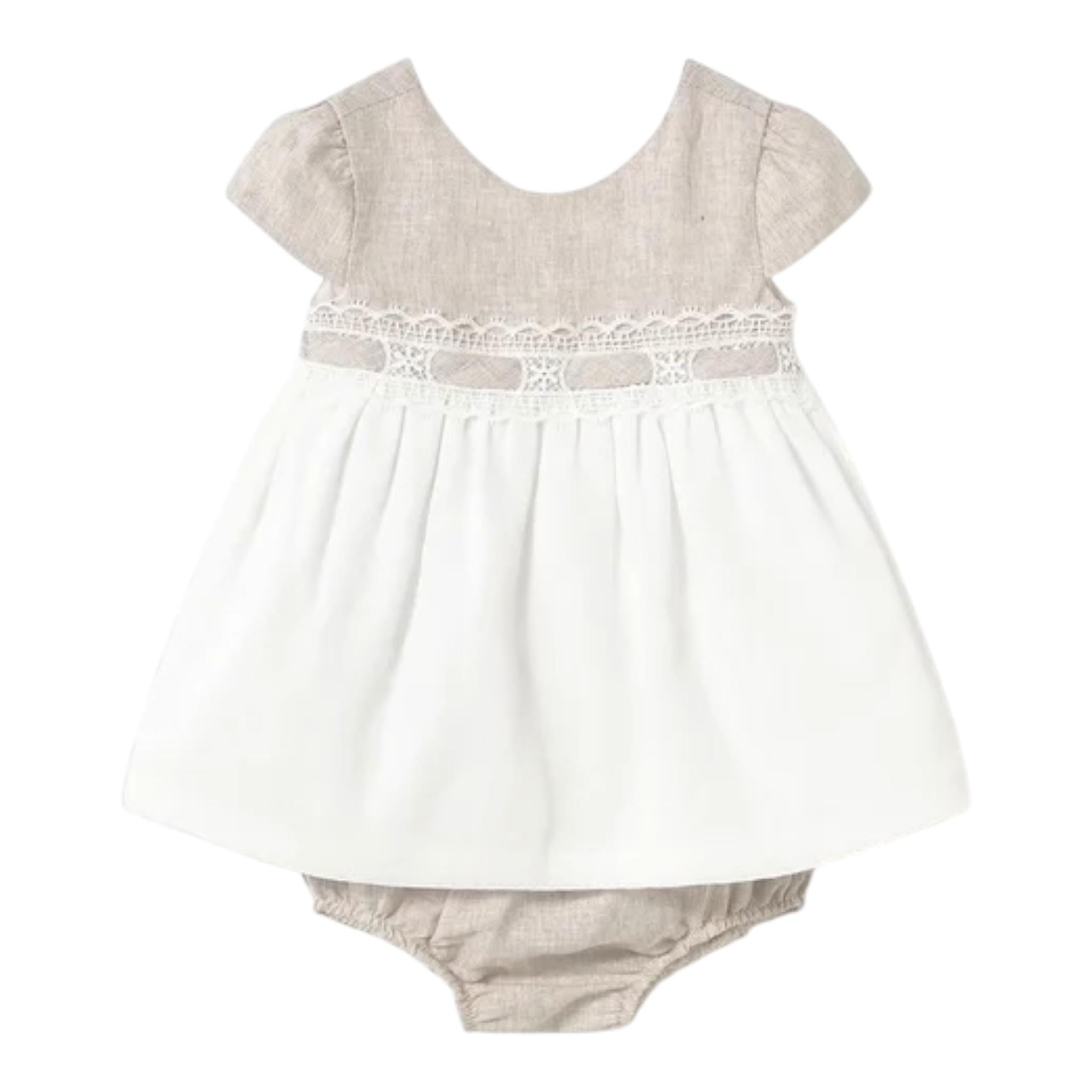 Mayoral Set 2 Pezzi Abito-Coulotte Bicolore per Neonata 1857 BIANCO/BEIGE MAYORAL 