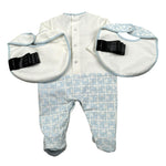 John Richmond Set Tutina-Cappello-Bavette Bicolore per Neonato RLP26001TU BIANCO/AZZURRO JOHN RICHMOND 