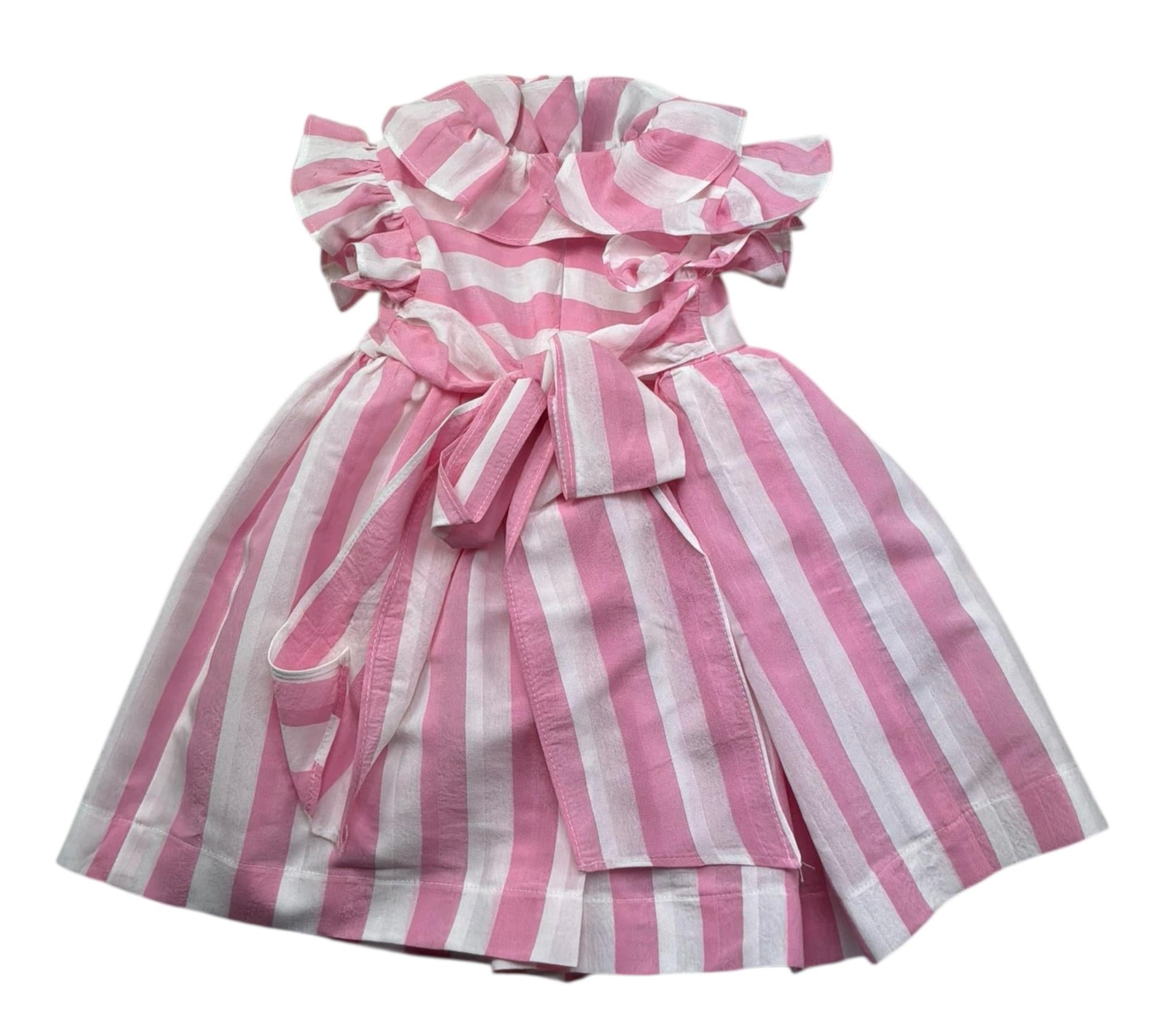 Le Bebe Abito Mezza Manica Fantasia A Righe per Neonata LBG6361 BIANCO/ROSA LE BEBE 