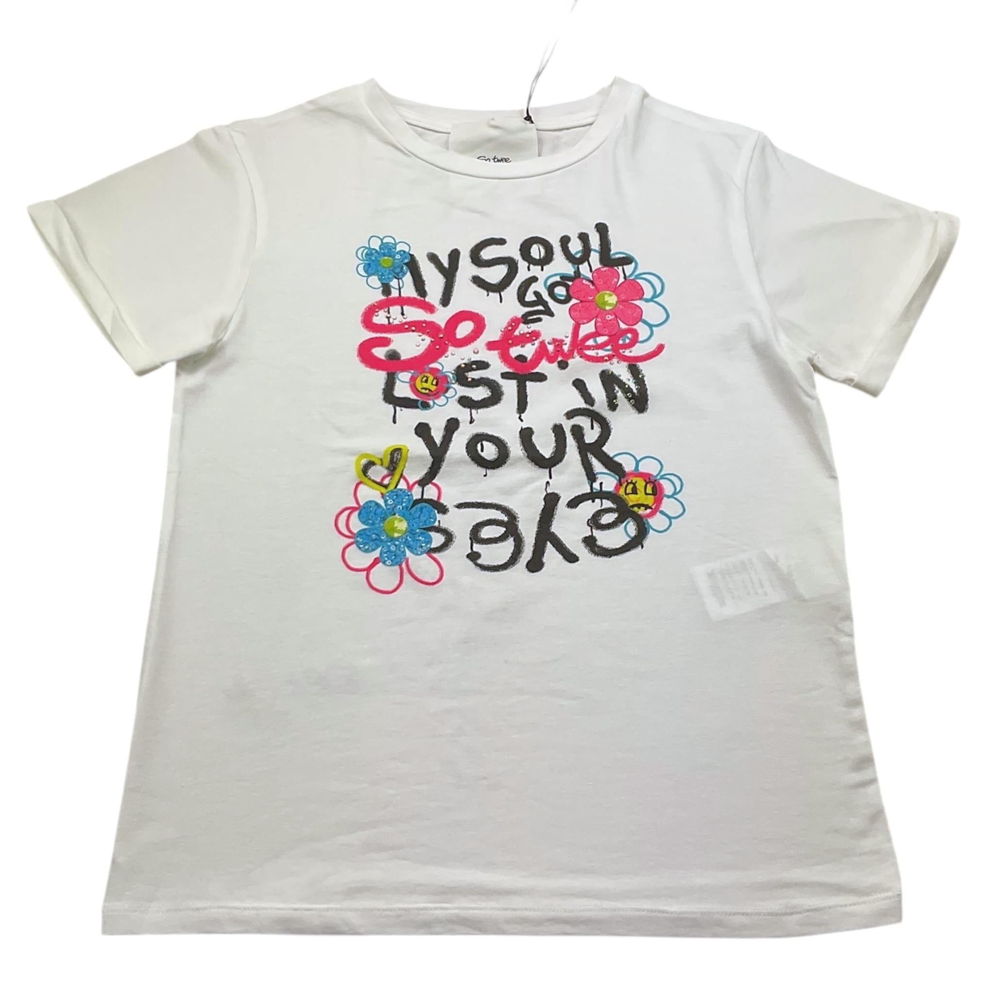 So Twee By Miss Grant T-Shirt Girocollo Tinta Unita con Stampa per Bambina ST0054 BIANCO SO TWEE BY MISS GRANT 