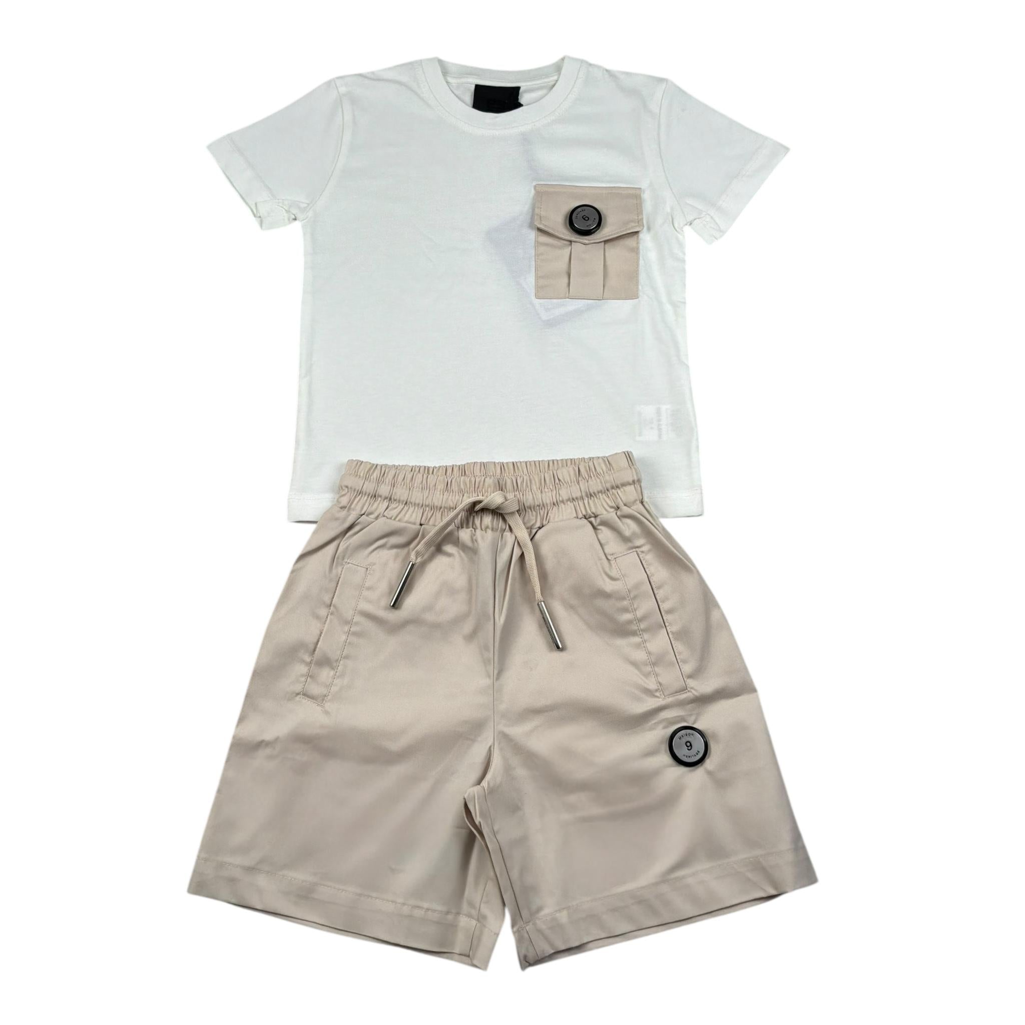 Maison 9 Paris Completo 2 Pezzi T-Shirt-Bermuda  per Neonato M10214N BIANCO/BEIGE MAISON 9 PARIS 