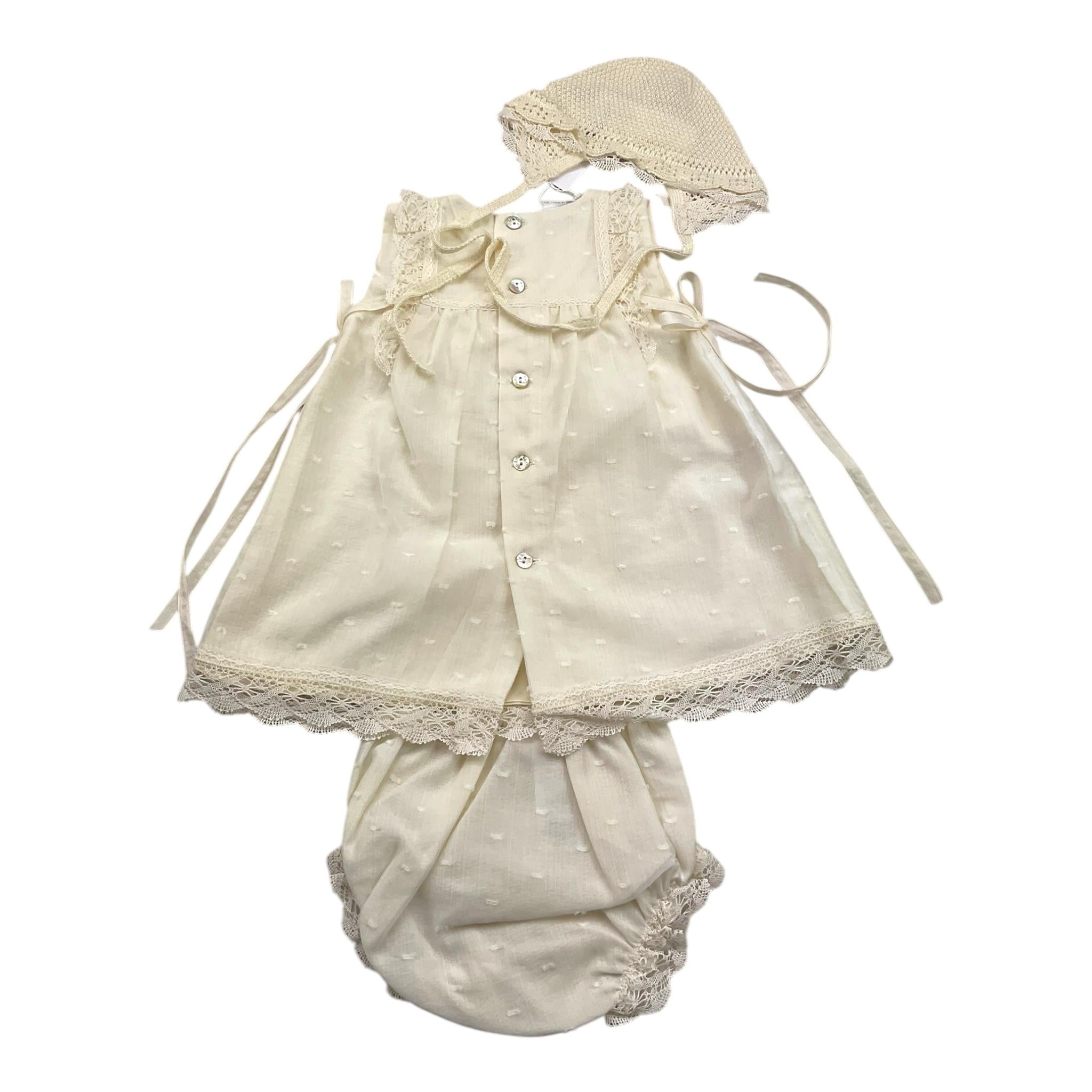 PAZ RODRIGUEZ set abito-coulotte-cappello tinta unita con ricami Panna per Neonata 004151273 PANNA PAZ RODRIGUEZ 