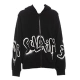 DISCLAIMER felpa con zip e cappuccio tinta unita con stampa logo Nero per Bambino 24IDK58010 NERO DISCLAIMER 