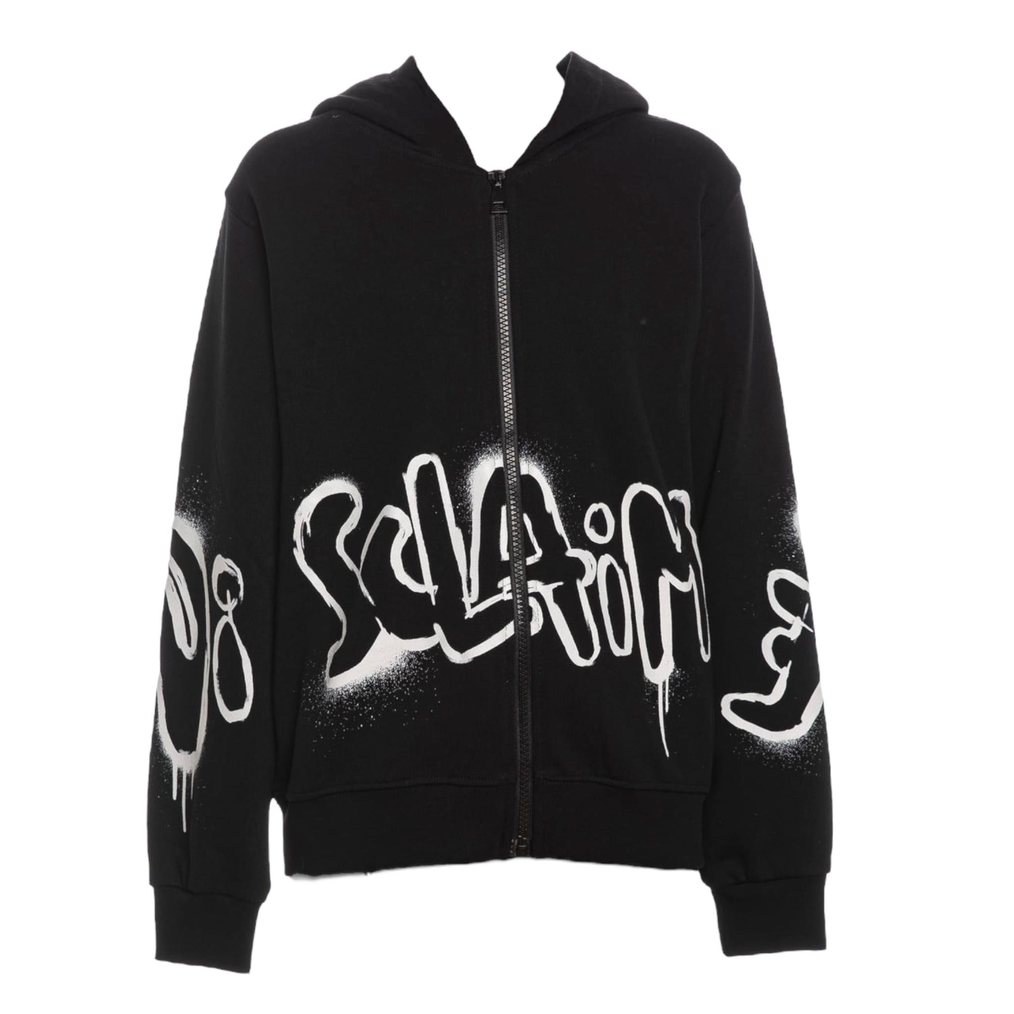 DISCLAIMER felpa con zip e cappuccio tinta unita con stampa logo Nero per Bambino 24IDK58010 NERO DISCLAIMER 