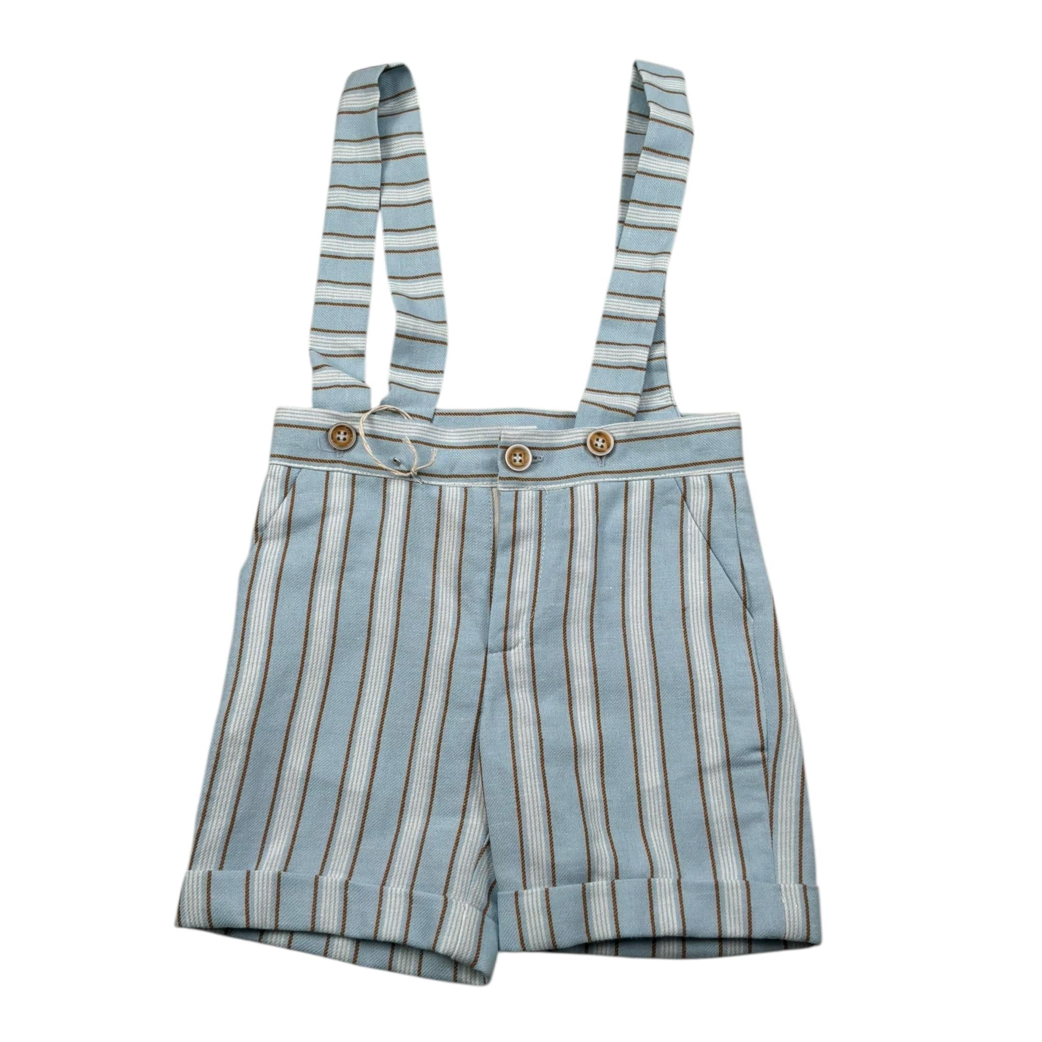 Pure Firenze Bermuda Fantasia A Righe con Bretelle per Neonato PC03291 AZZURRO PURE FIRENZE 