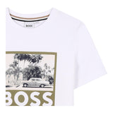 Boss T-Shirt Girocollo Tinta Unita con Stampa Logo per Bambino J52032 BIANCO BOSS 