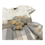 MARLU' abito tinta unita mezza manica con fantasia a quadri Bianco per Neonata IH811MC BIANCO MARLU' 