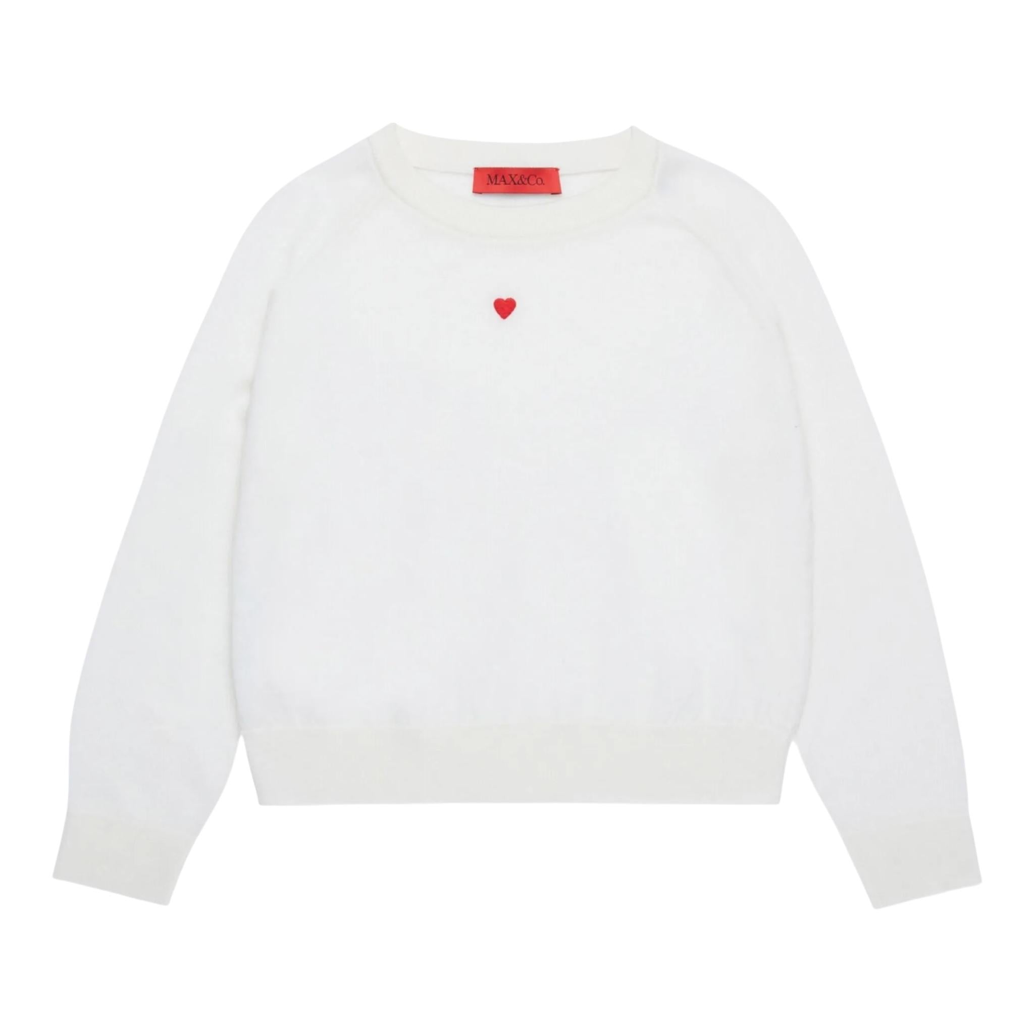 MAX&Co. maglia girocollo tinta unita con ricamo cuore Panna per Bambina MX0003 PANNA MAX&Co. 