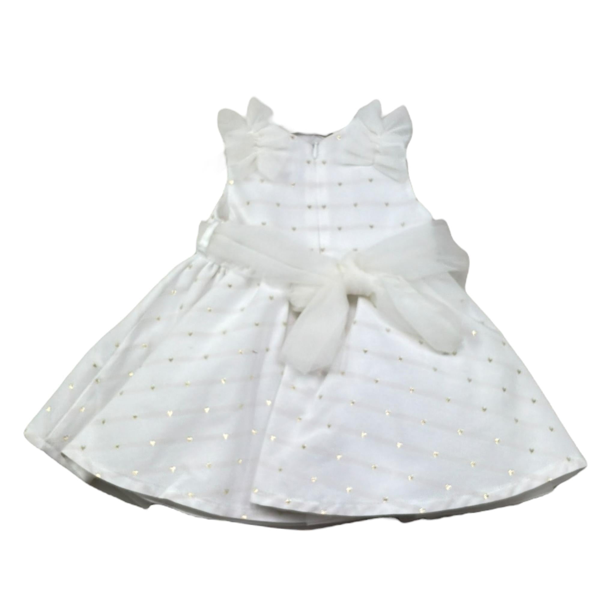 I Delfi Abito Giromanica Tinta Unita con Tulle per Neonata 25P5117 BIANCO I DELFI 