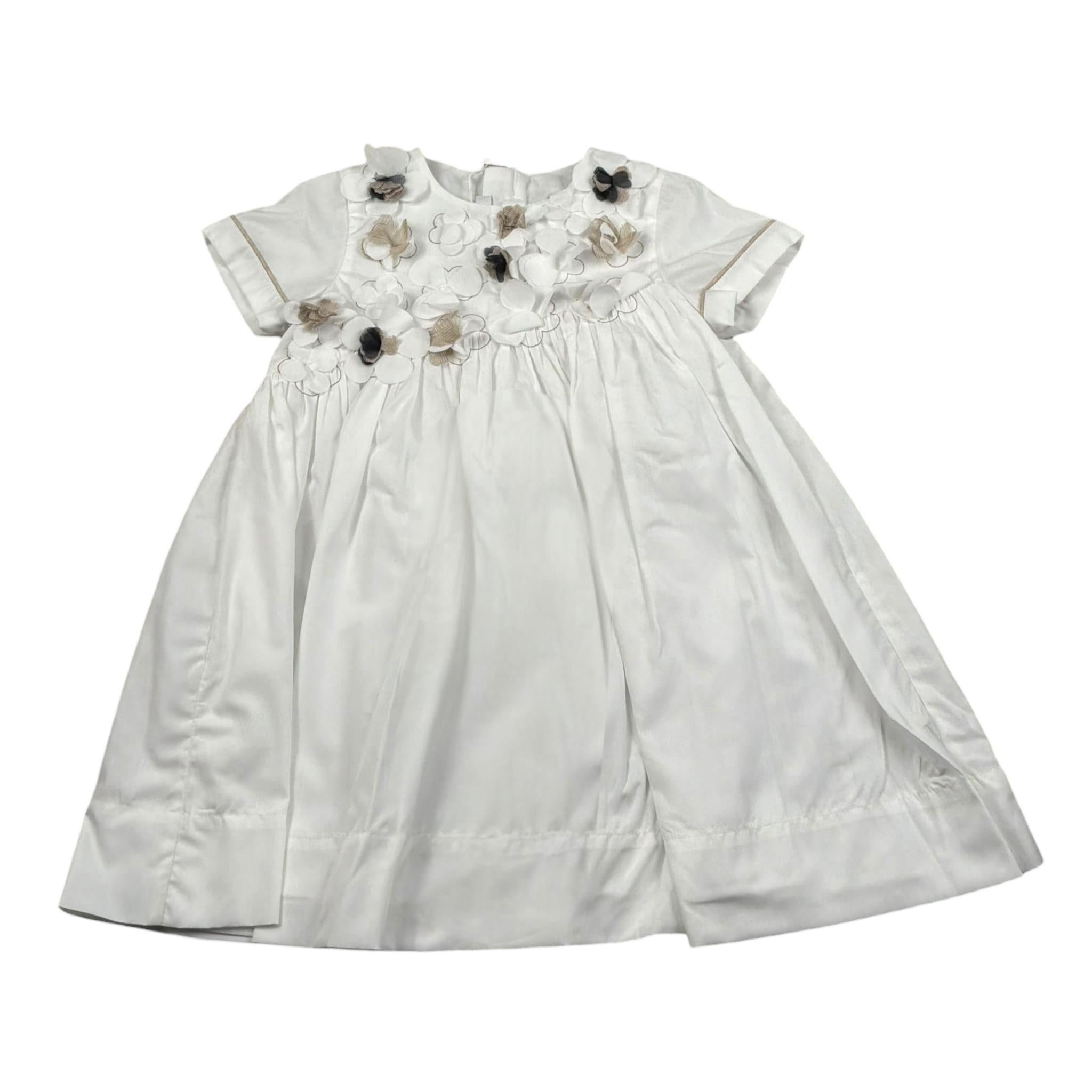 Le Coconne Abito Mezza Manica Tinta Unita con Applicazioni per Bambina LCN2017 BIANCO LE COCONNE 