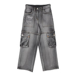 Monnalisa Jeans Tinta Unita Modello Palazzo con Tasconi per Neonato 19D406N GRIGIO MONNALISA 