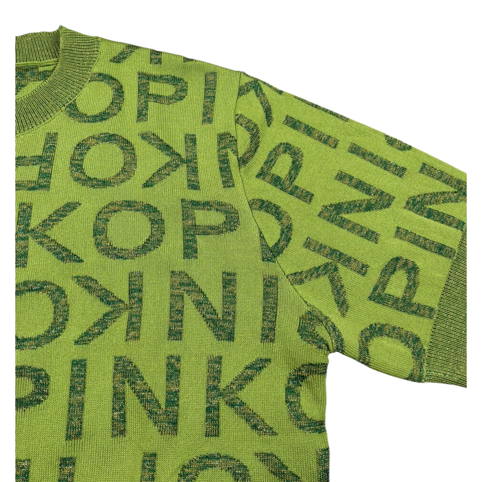 Pinko T-Shirt Girocollo Tinta Unita con Logo per Bambina KFMA006X VERDE PINKO 