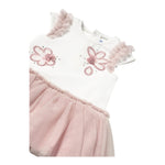Mayoral Abito Giromanica Tinta Unita Bicolore con Gonna In Tulle per Neonata 1904 BIANCO/ROSA MAYORAL 