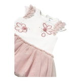 Mayoral Abito Giromanica Tinta Unita Bicolore con Gonna In Tulle per Neonata 1904 BIANCO/ROSA MAYORAL 