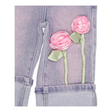 Monnalisa Jeans Tinta Unita con Applicazioni Rose per Neonata 39E400 ROSA MONNALISA 