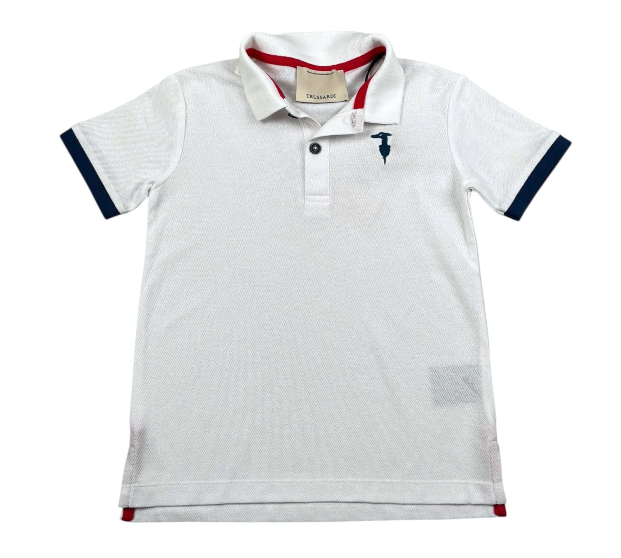 Trussardi Polo Mezza Manica Tinta Unita con Logo per Bambino TBP26006PO BIANCO TRUSSARDI 
