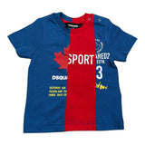 Dsquared2 T-Shirt Girocollo Tinta Unita con Stampa per Neonato DQ0032 BLU DSQUARED2 