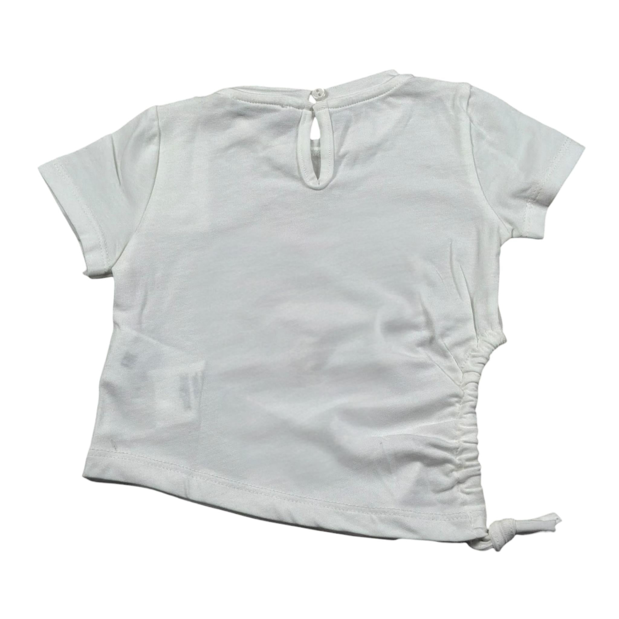 M+E' T-Shirt Girocollo Tinta Unita con Stampa per Neonata UE1356 BIANCO M+E' 