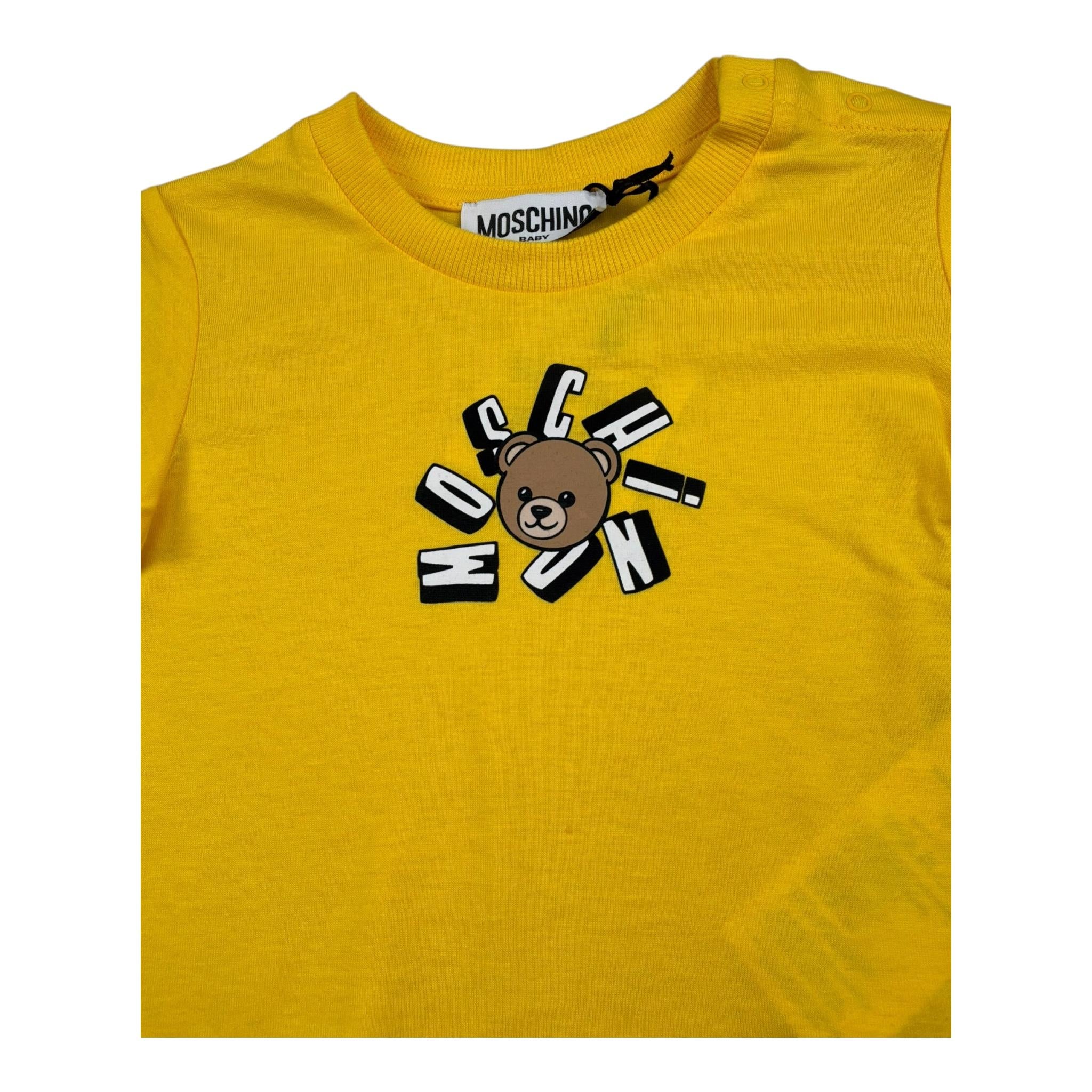 Moschino T-Shirt Girocollo Tinta Unita con Stampa per Neonata MXM047 GIALLO MOSCHINO 