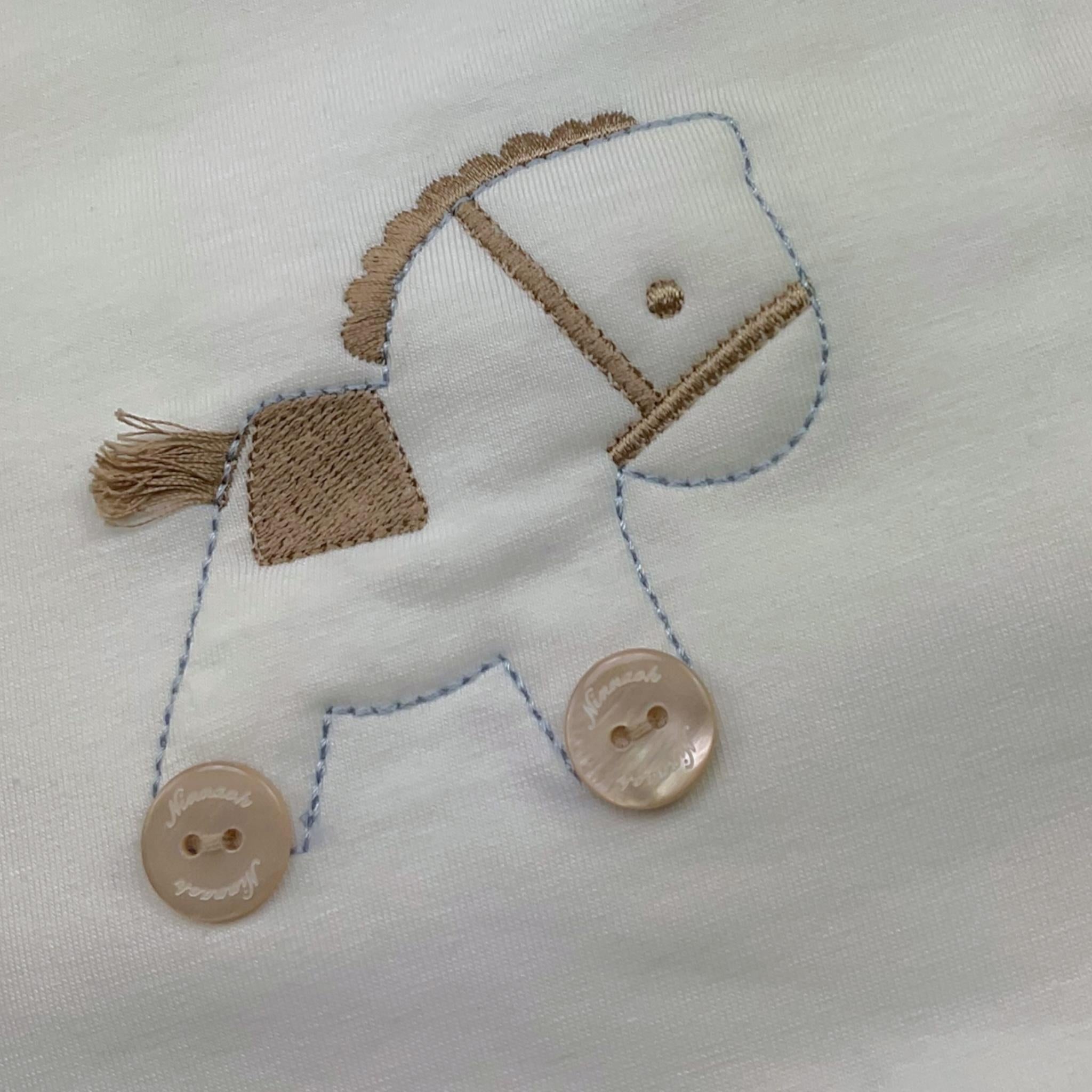 Ninnaoh Coperta Tinta Unita con Stampa per Neonato E25COP201 BIANCO NINNAOH 