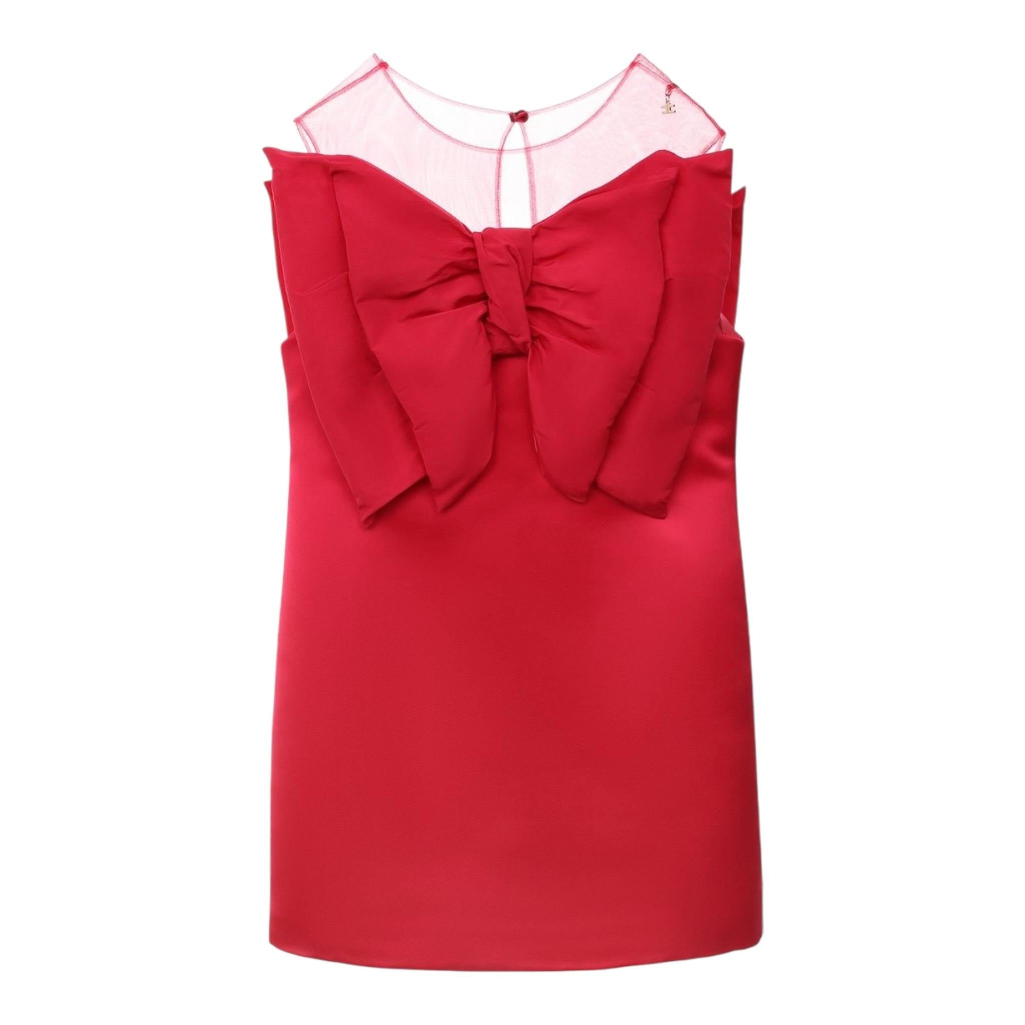 Elisabetta Franchi Abito Giromanica con Fiocco Tinta Unita per Bambina EFAB451 FUXIA ELISABETTA FRANCHI 