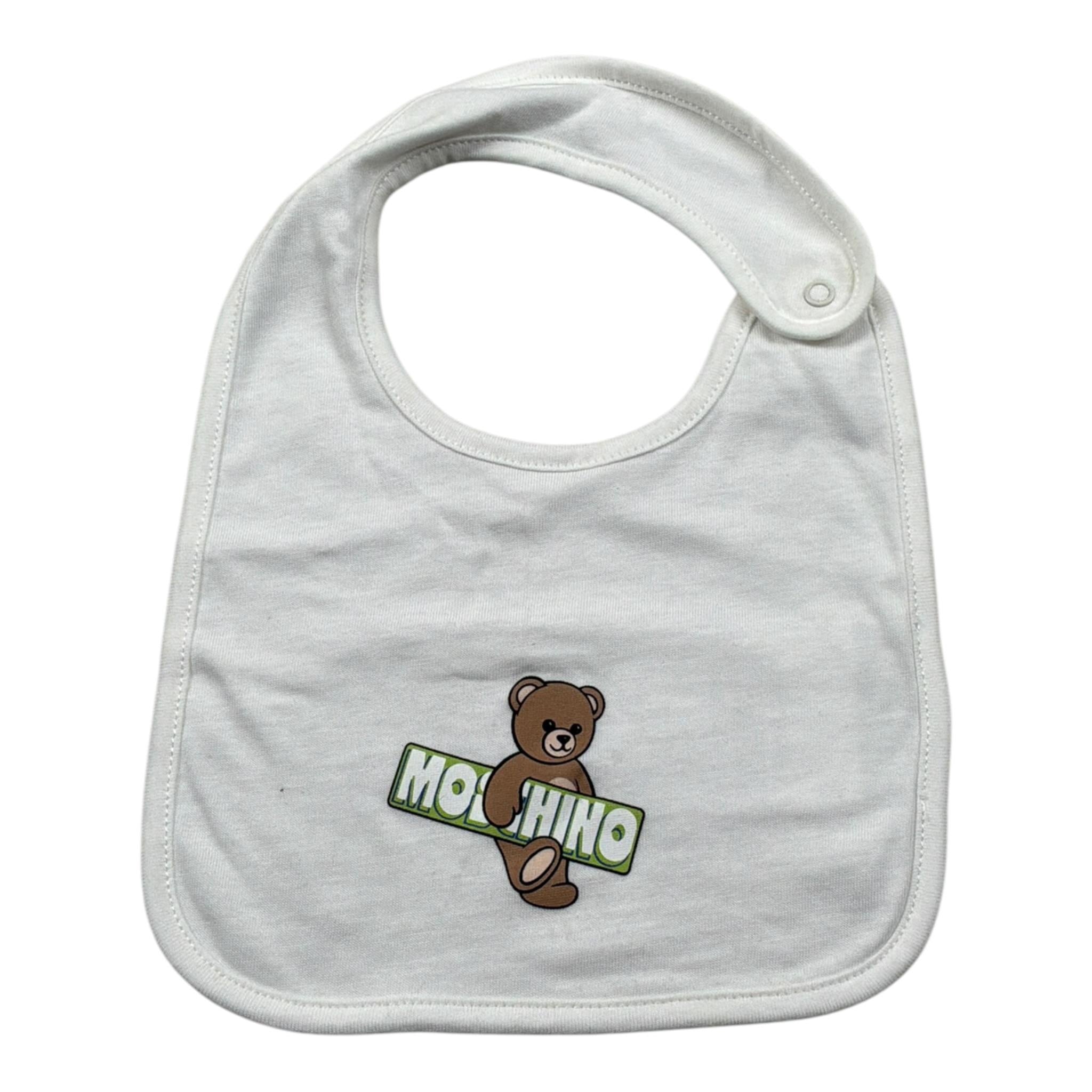 Moschino set Tutina Manica Lunga Tinta Unita con Logo-bavetta per Neonato MOY05L PANNA MOSCHINO 
