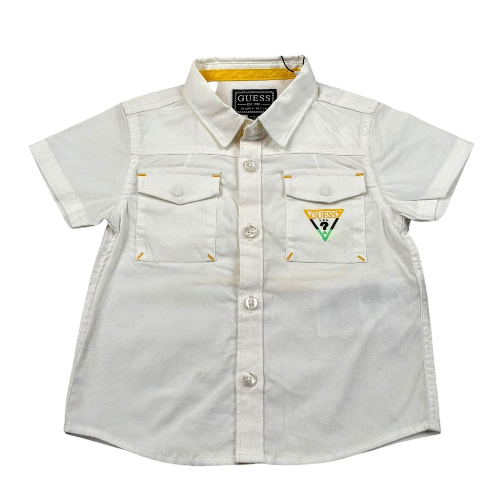 Guess Camicia Mezza Manica Tinta Unita per Neonato N1GH09W7RY0 PANNA GUESS 