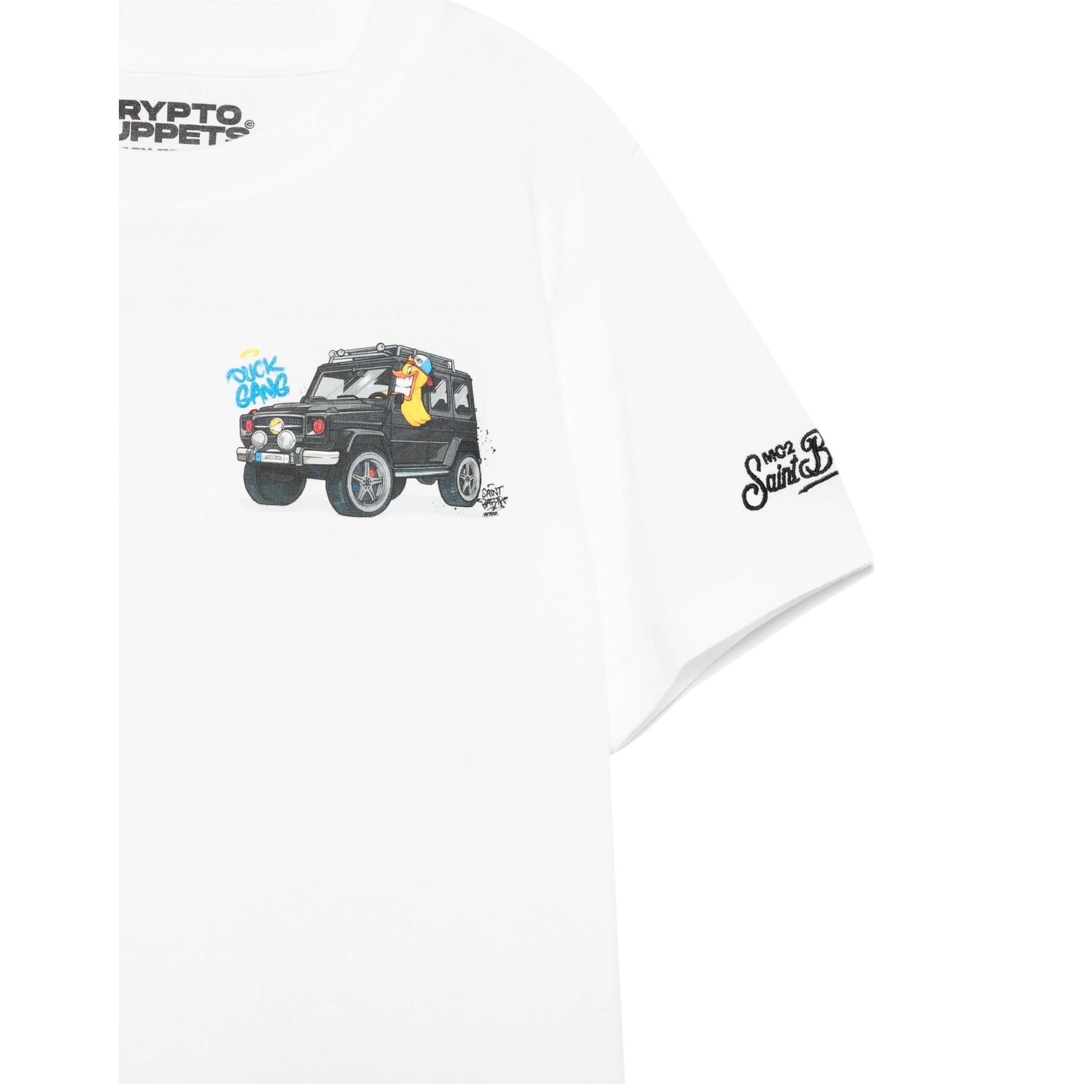 Saint Barth T-Shirt Girocollo Tinta Unita con Stampa per Bambino CPTGAN BIANCO SAINT BARTH 