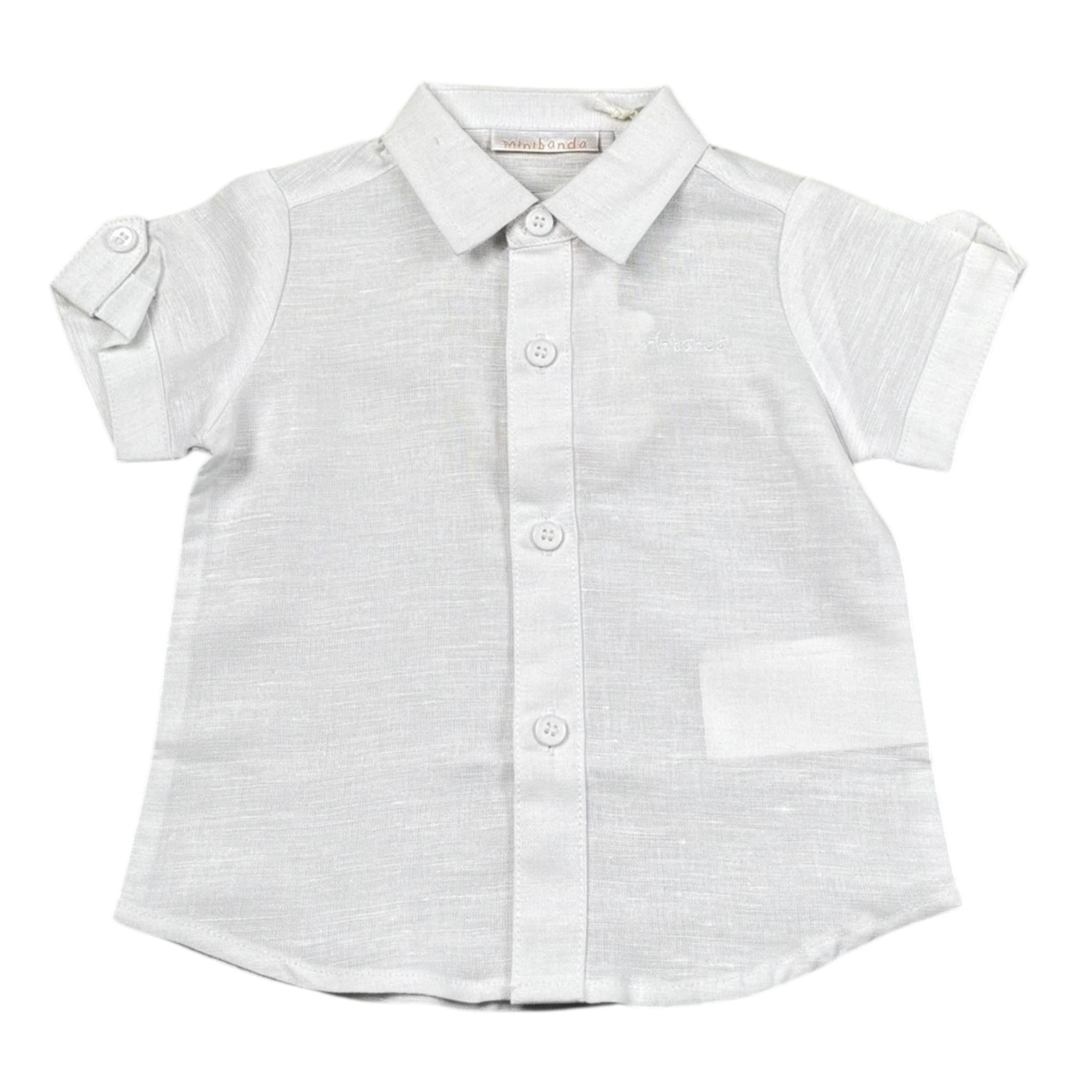 Mini Banda Camicia Mezza Manica Tinta Unita per Neonato 3B604 BIANCO MINI BANDA 