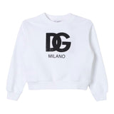 Dsquared2 Felpa Chiusa Girocollo Tinta Unita con Logo per Bambina L4IWHZ BIANCO DSQUARED2 