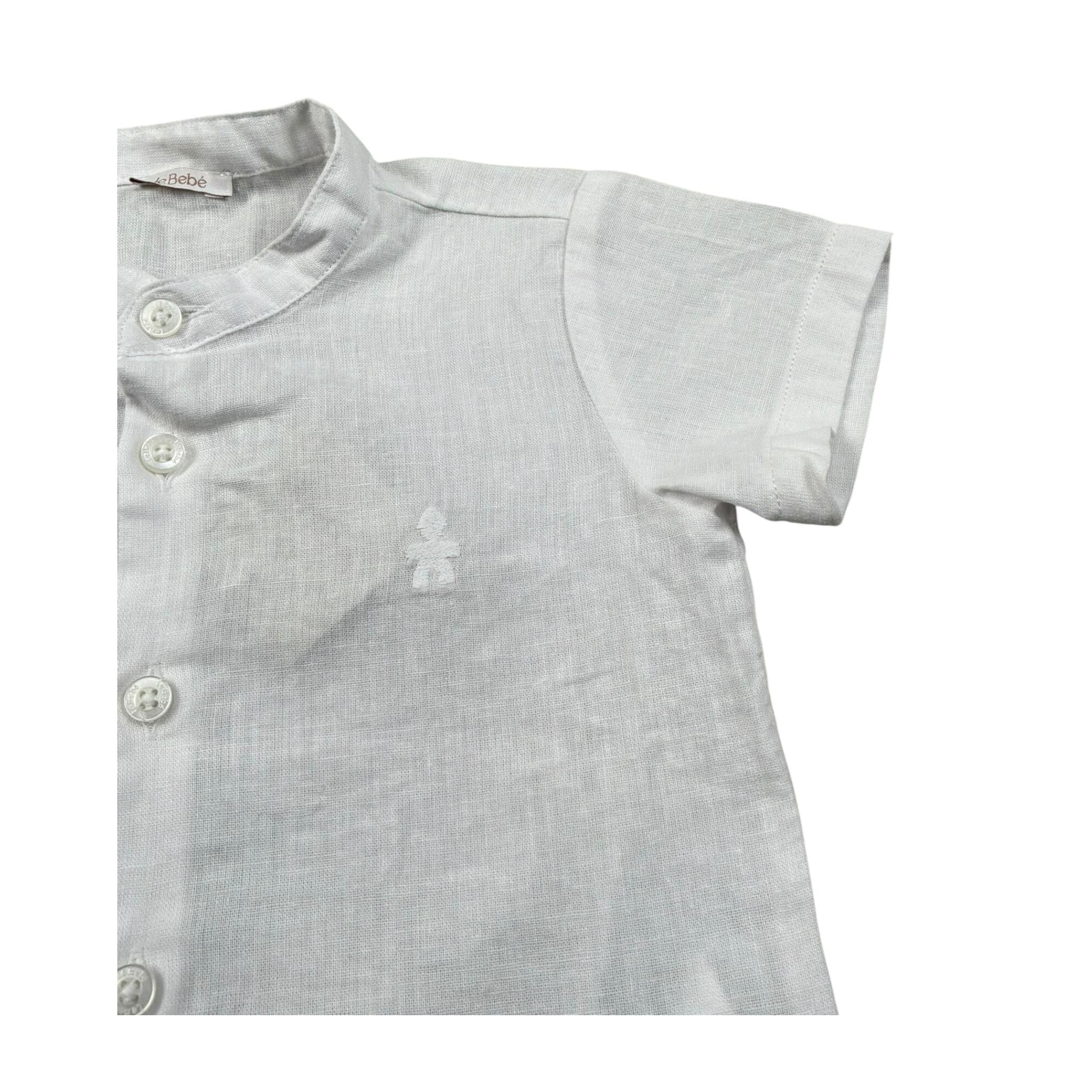 Le Bebe Camicia Mezza Manica Tinta Unita Collo Coreano per Neonato LBB4934X BIANCO LE BEBE 
