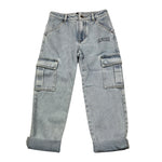 MOSCHINO jeans tinta unita con girovita regolabile Azzurro per Bambina HUP08H AZZURRO MOSCHINO 