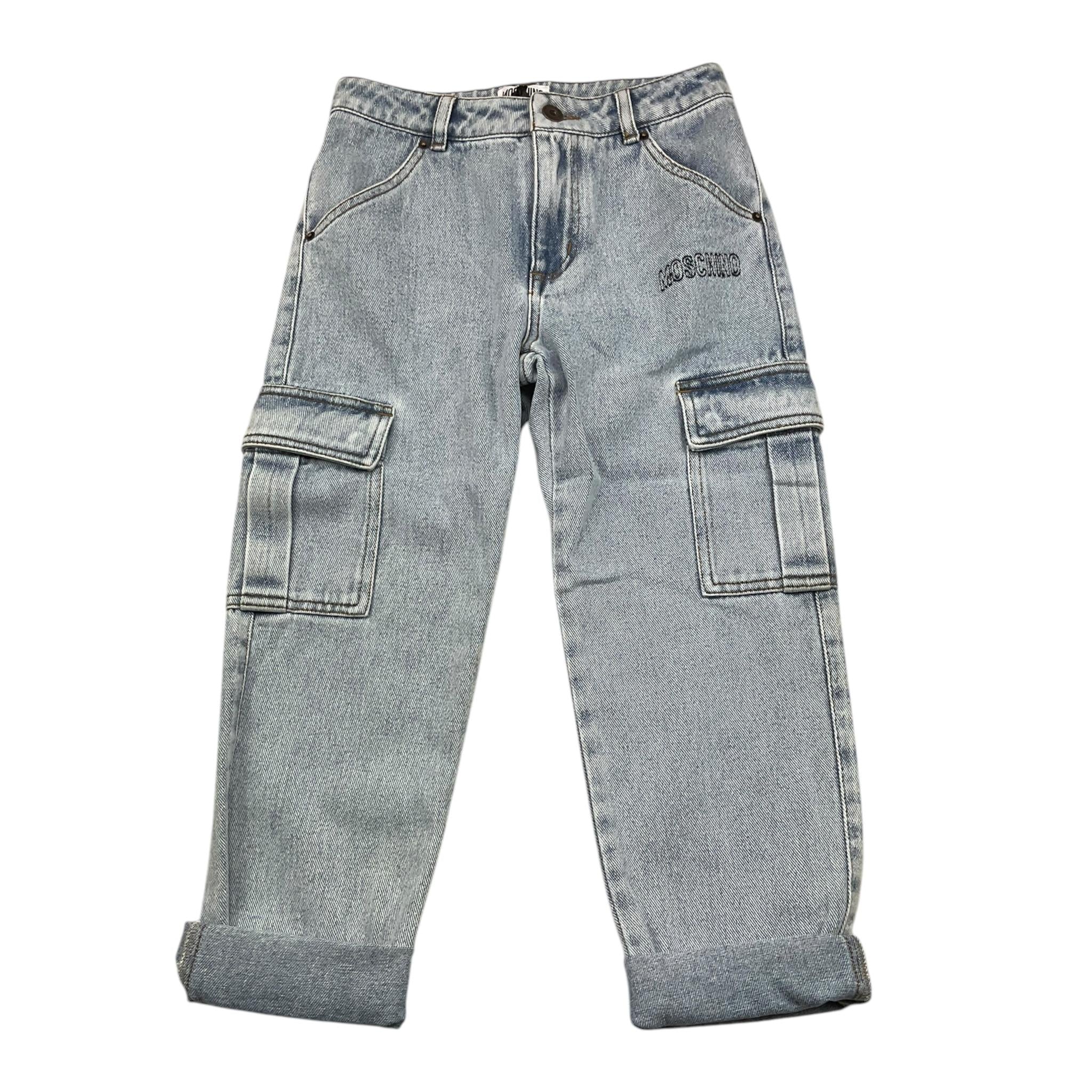 MOSCHINO jeans tinta unita con girovita regolabile Azzurro per Bambina HUP08H AZZURRO MOSCHINO 