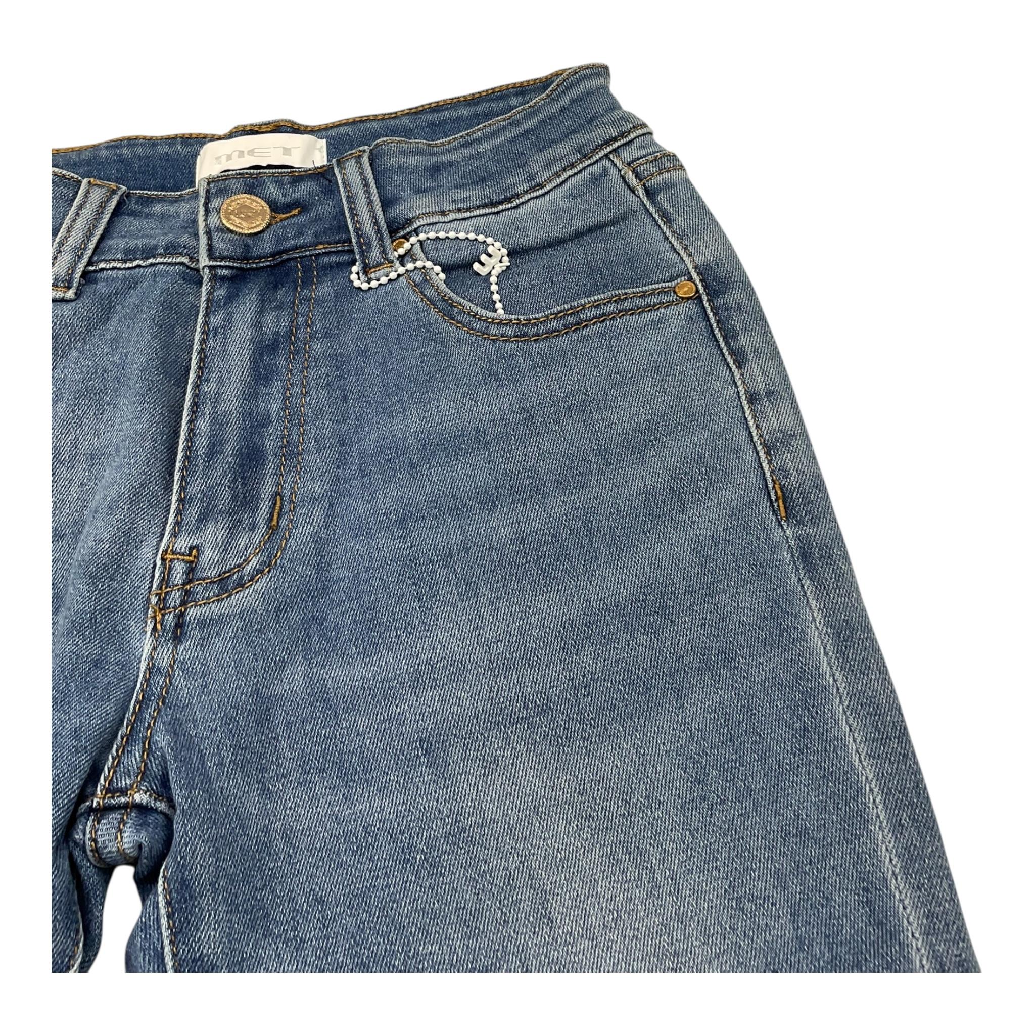 MET jeans tinta unita con girovita regolabile Azzurro per Bambina ME153 AZZURRO MET 
