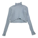 MET maglia tinta unita a costine collo alto Azzurro per Bambina ME452 AZZURRO MET 