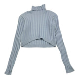 MET maglia tinta unita a costine collo alto Azzurro per Bambina ME452 AZZURRO MET 